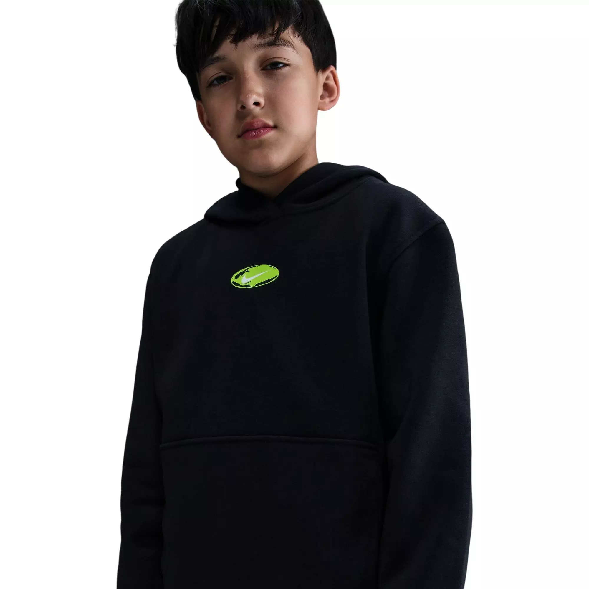 Nike Big Kids' Sportswear Club Fleece Hoodie - Black/Green - BLACK/GREEN