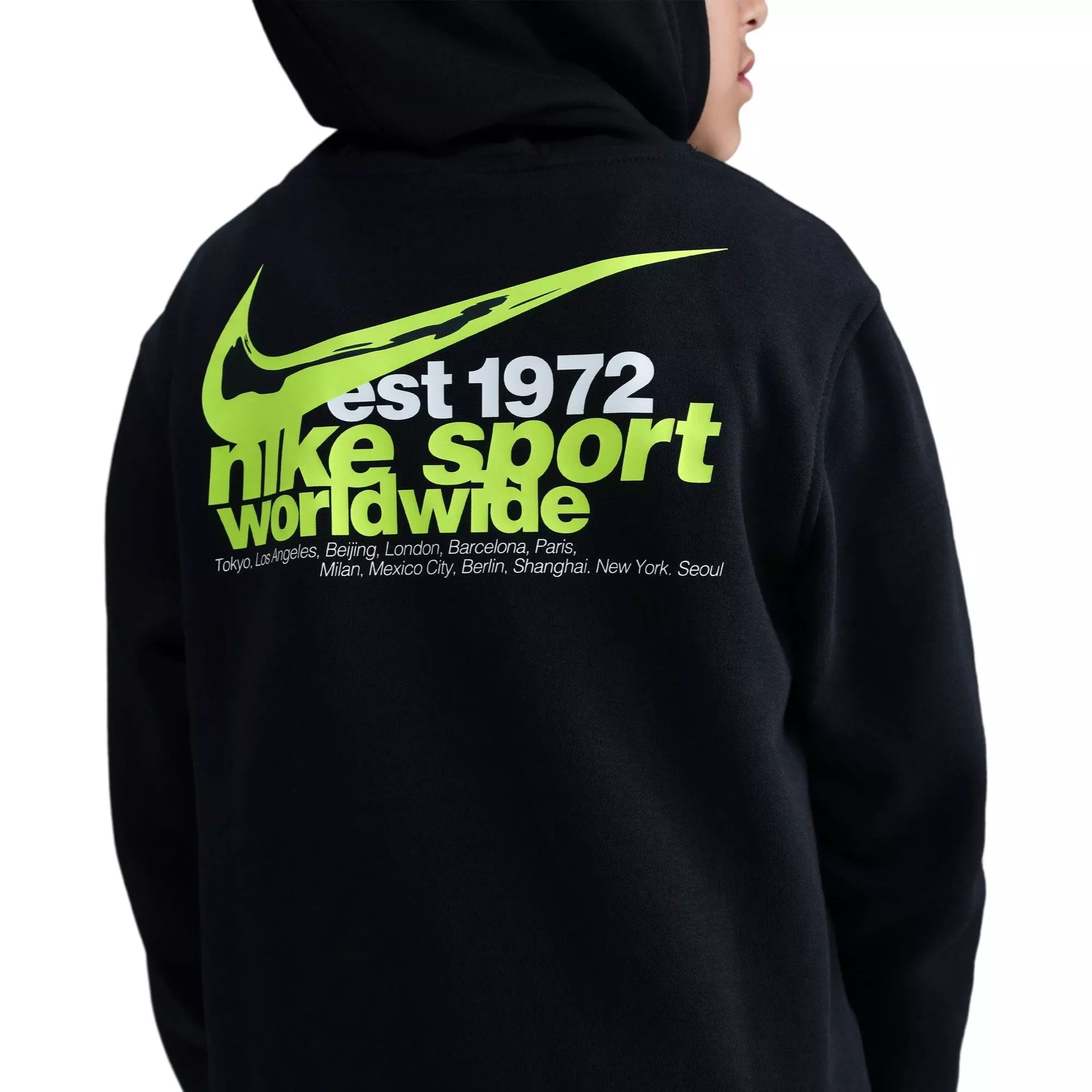Nike Big Kids' Sportswear Club Fleece Hoodie - Black/Green - BLACK/GREEN