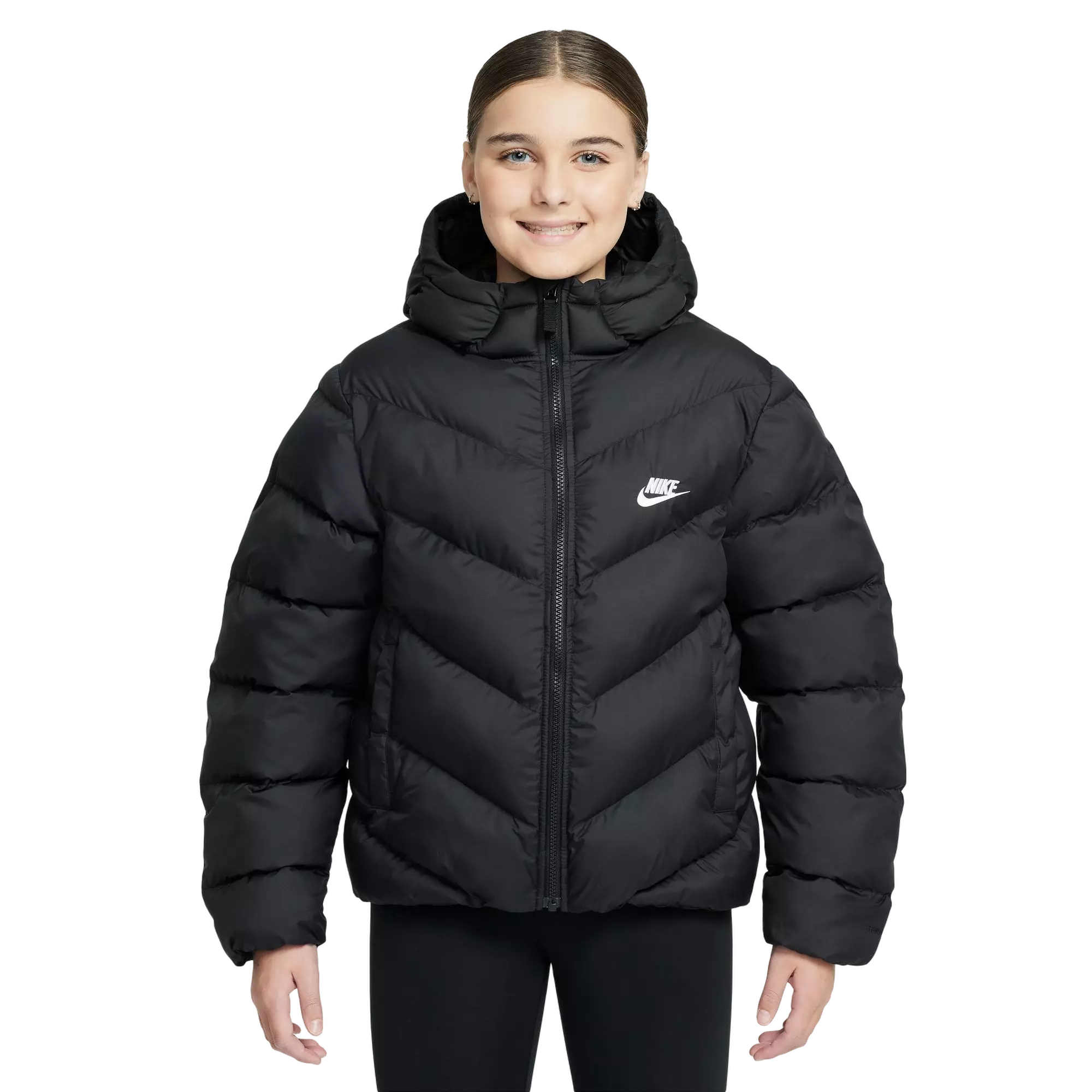 Nike Big Girls' Sportswear All Day Therma-FIT Puffer Jacket - BLACK