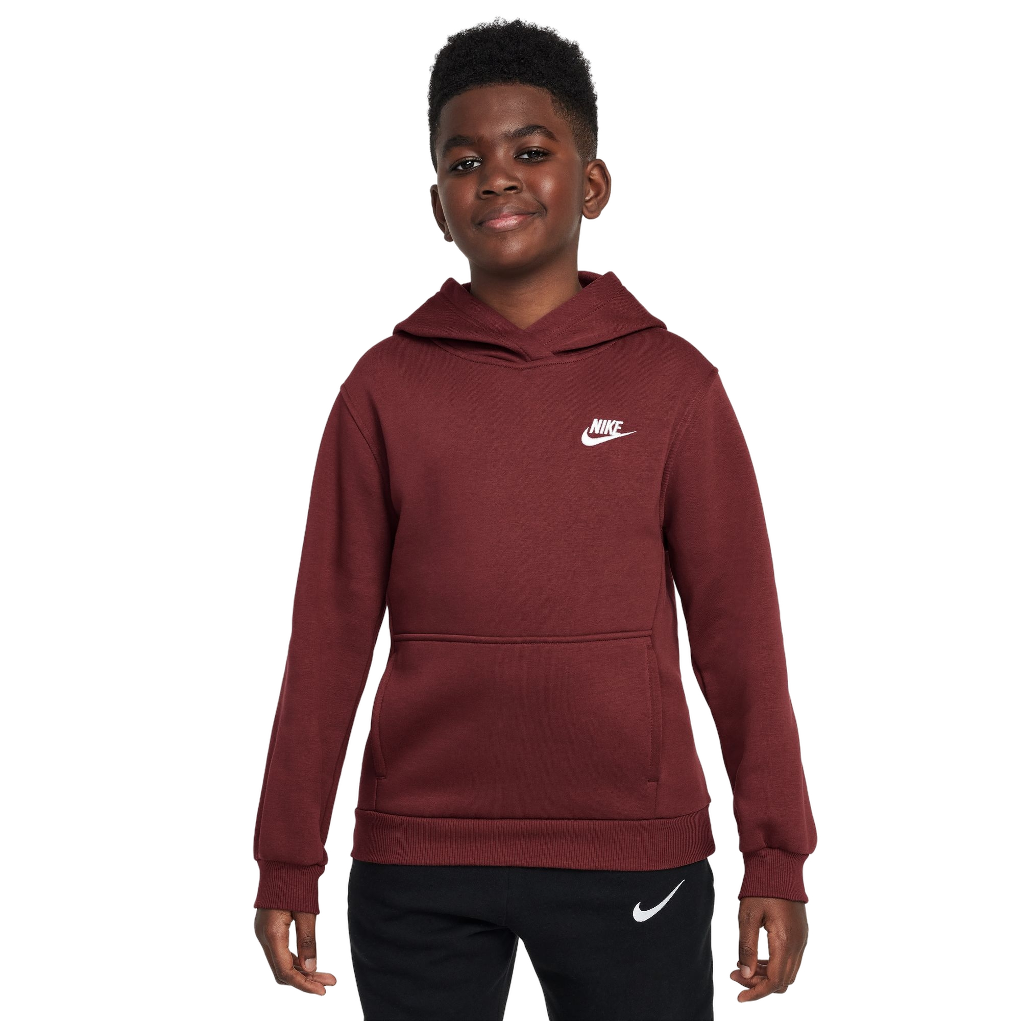 Nike Big Boys' Sportswear Club Fleece Pullover Hoodie - Red - RED Thumbnail View 1