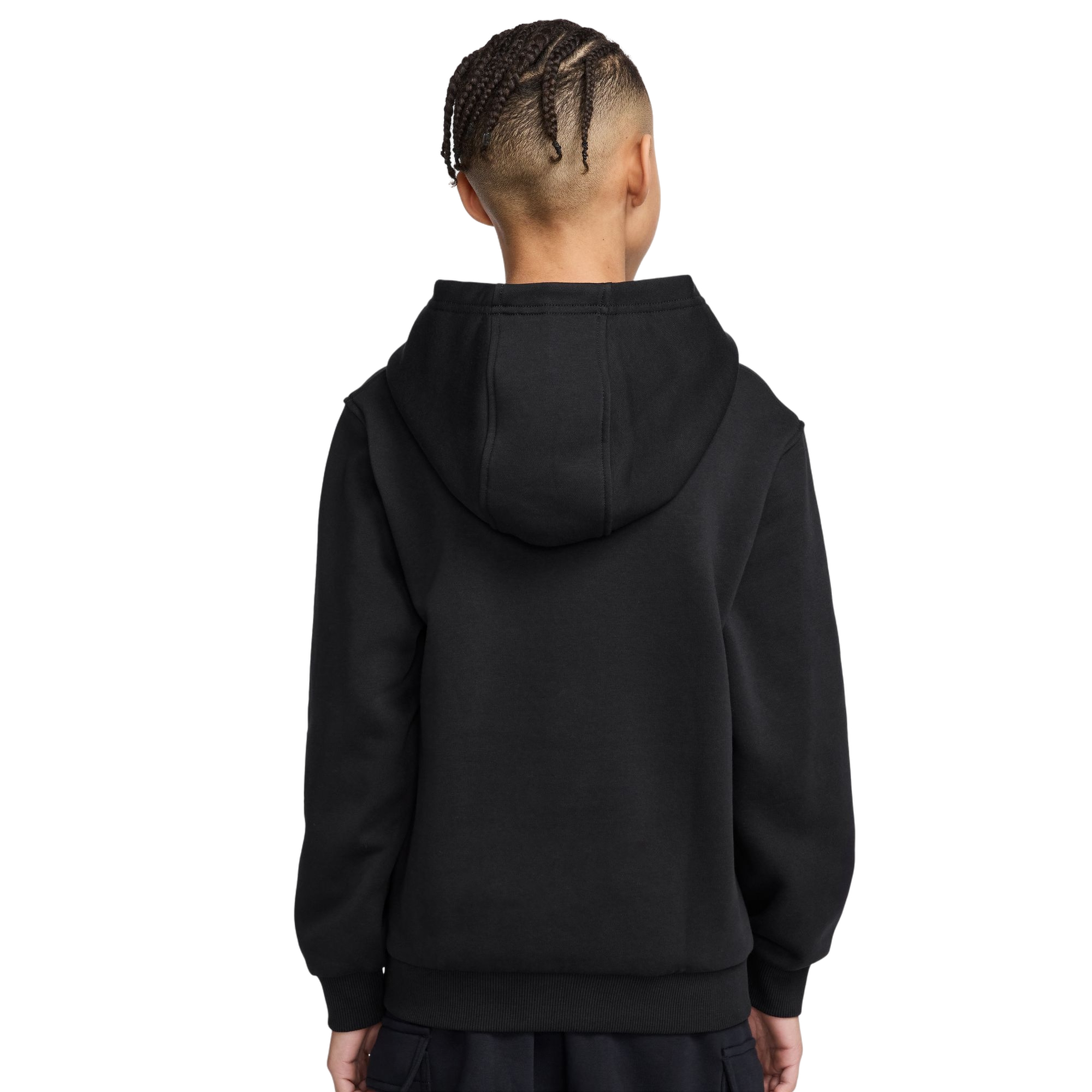 Nike Big Boys' Club Satin Fleece Hoodie - Black - BLACK Thumbnail View 2
