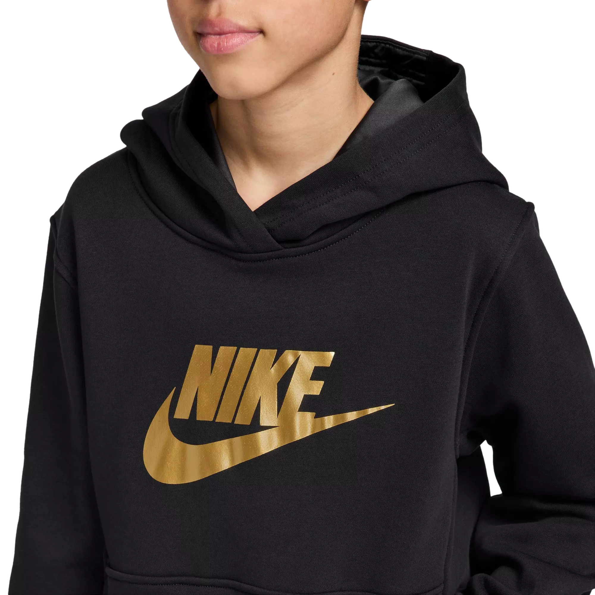 Nike Big Boys' Sportswear Club Fleece Pullover Hoodie - BLACK