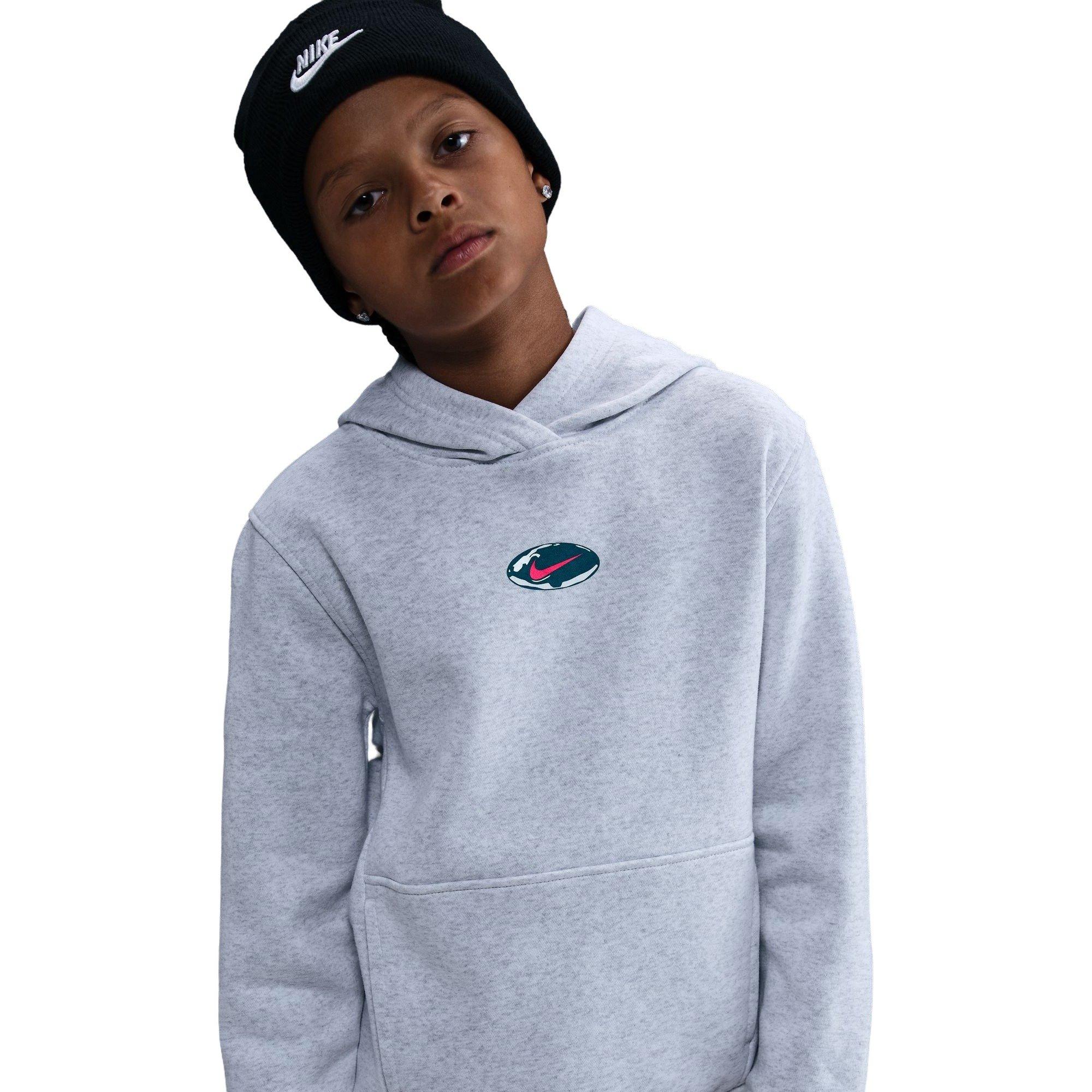 Nike Big Kids' Sportswear Club Fleece Hoodie - Grey - GREY Thumbnail View 3