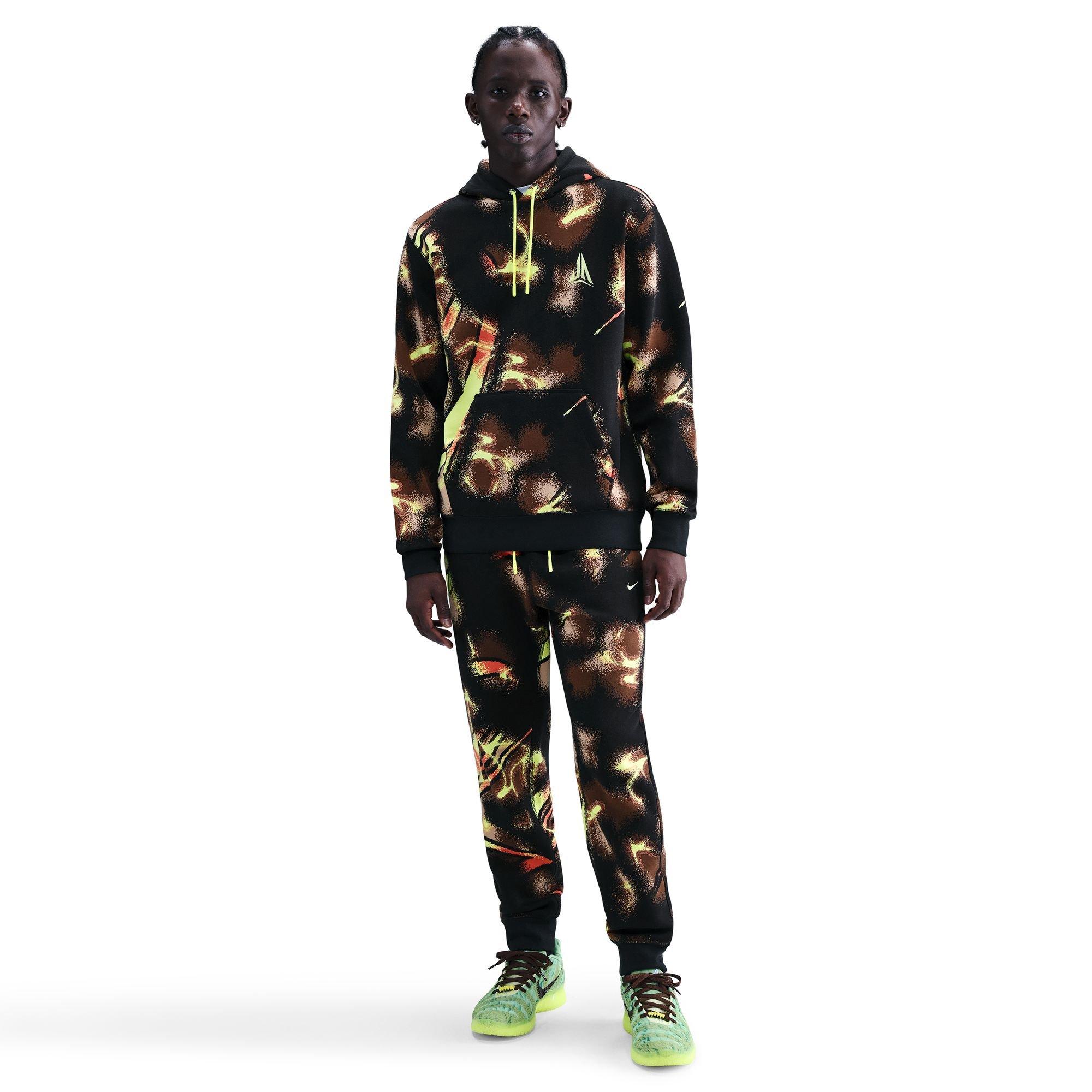 Nike Men's Ja Club Fleece Pullover Hoodie - BLACK/YELLOW Thumbnail View 1