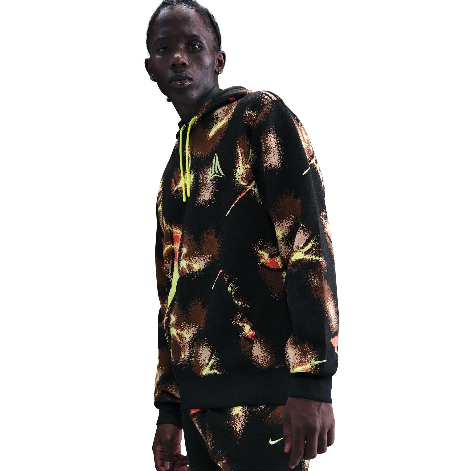 Nike Men's Ja Club Fleece Pullover Hoodie - BLACK/YELLOW Thumbnail View 3