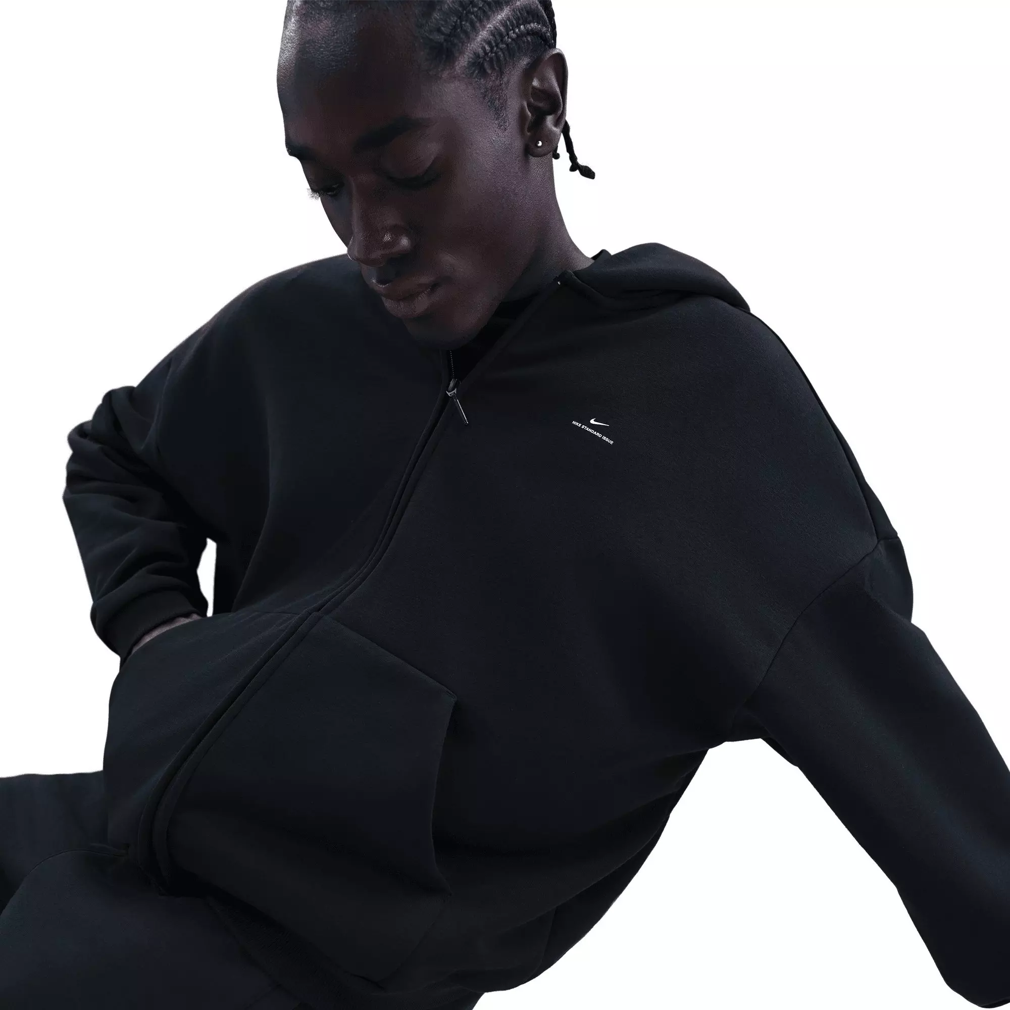 Nike Men's Standard Issue Brushed Full-Zip Hoodie - Black - BLACK