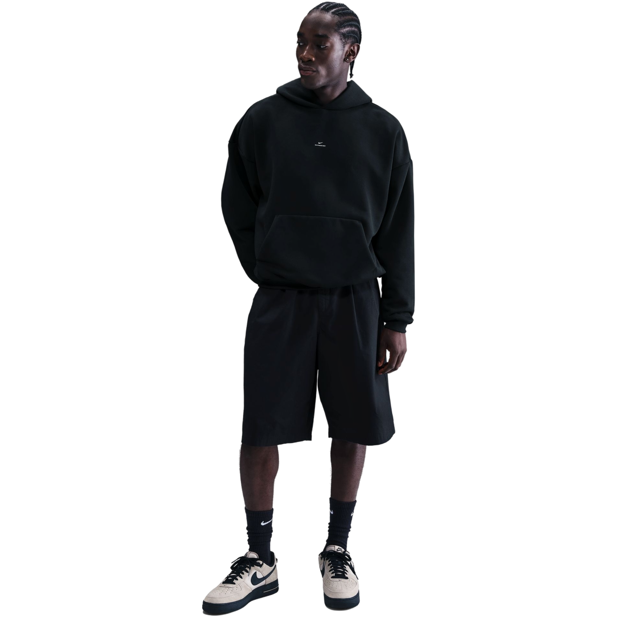 Nike Men's Standard Issue Brushed Pullover Hoodie - Black - BLACK Thumbnail View 1