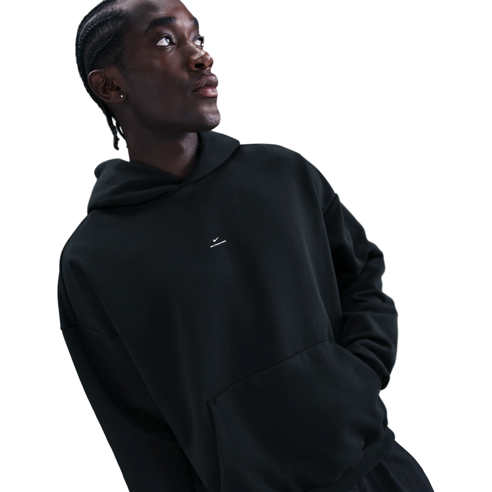 Nike Men's Standard Issue Brushed Pullover Hoodie - Black - BLACK Thumbnail View 3