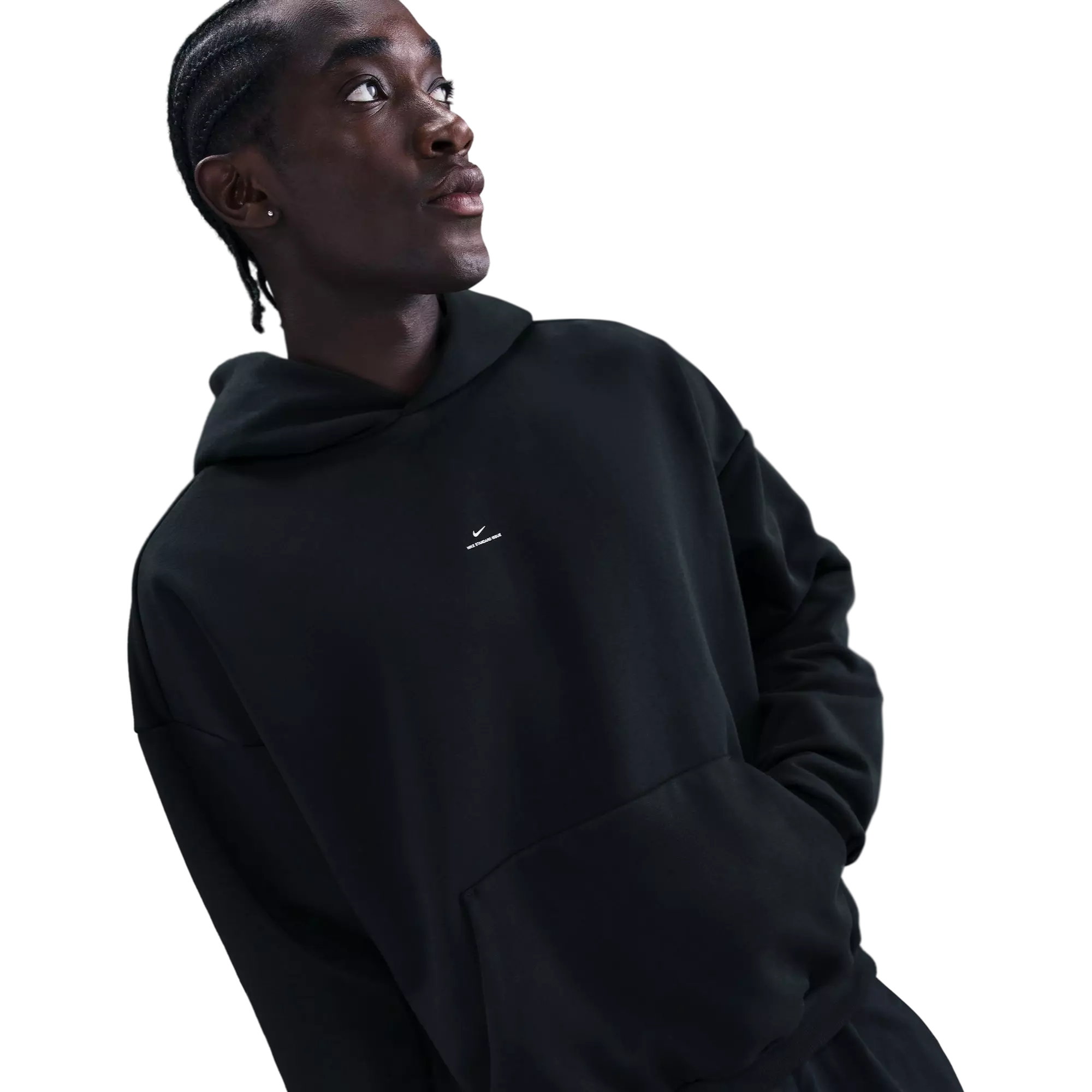 Nike Men's Standard Issue Brushed Pullover Hoodie - Black - BLACK