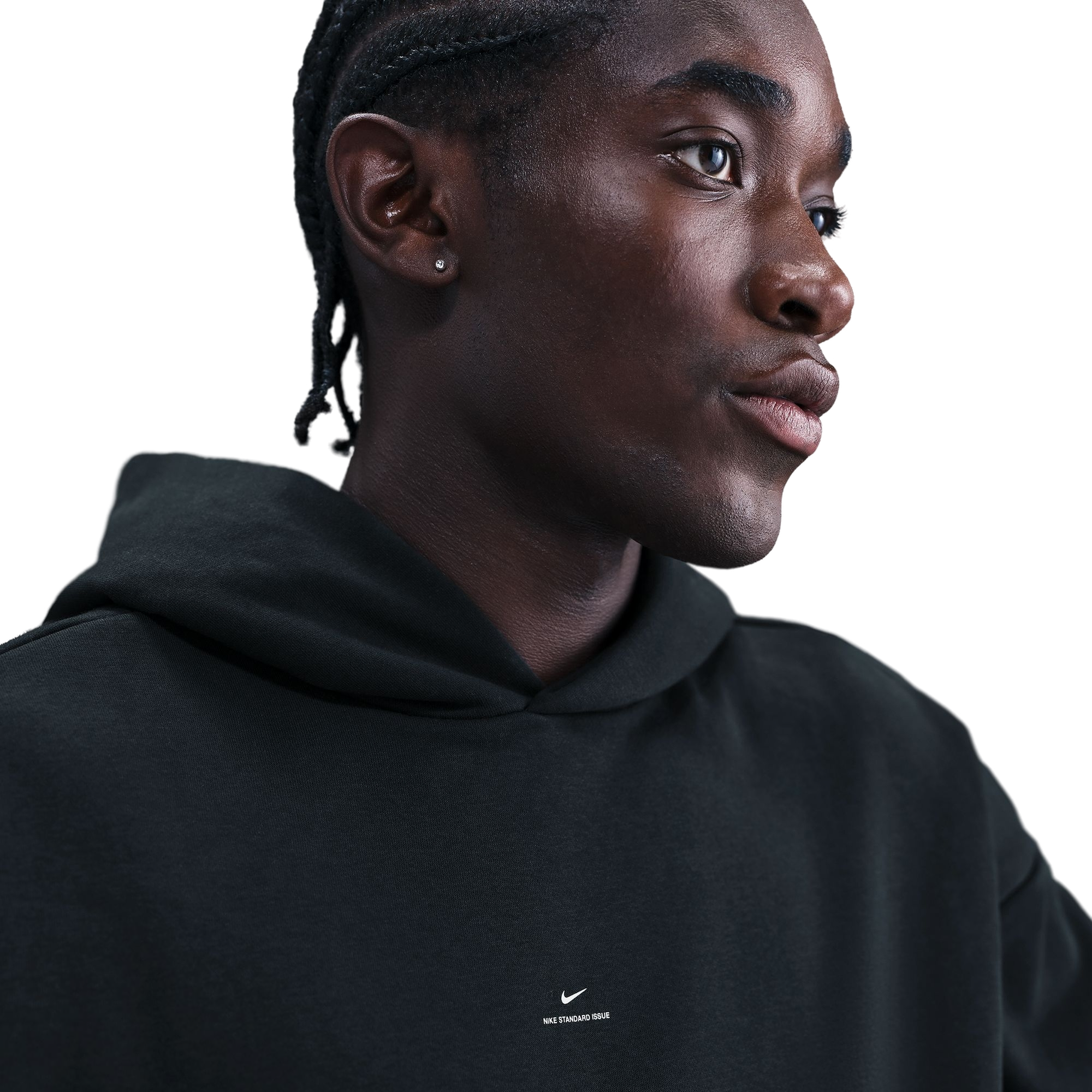 Nike Men's Standard Issue Brushed Pullover Hoodie - Black - BLACK Thumbnail View 5