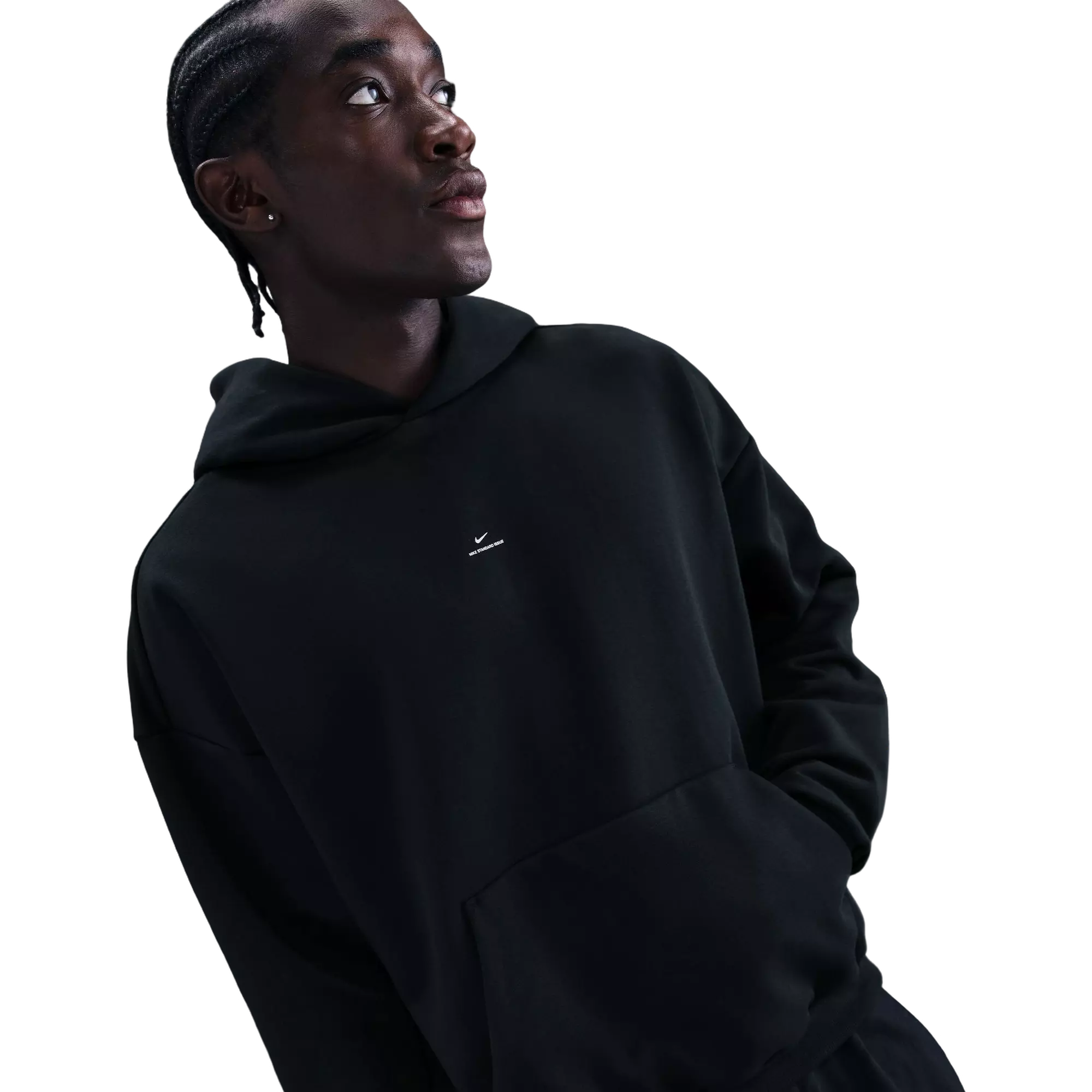Nike Men's Standard Issue Brushed Pullover Hoodie - Black - BLACK