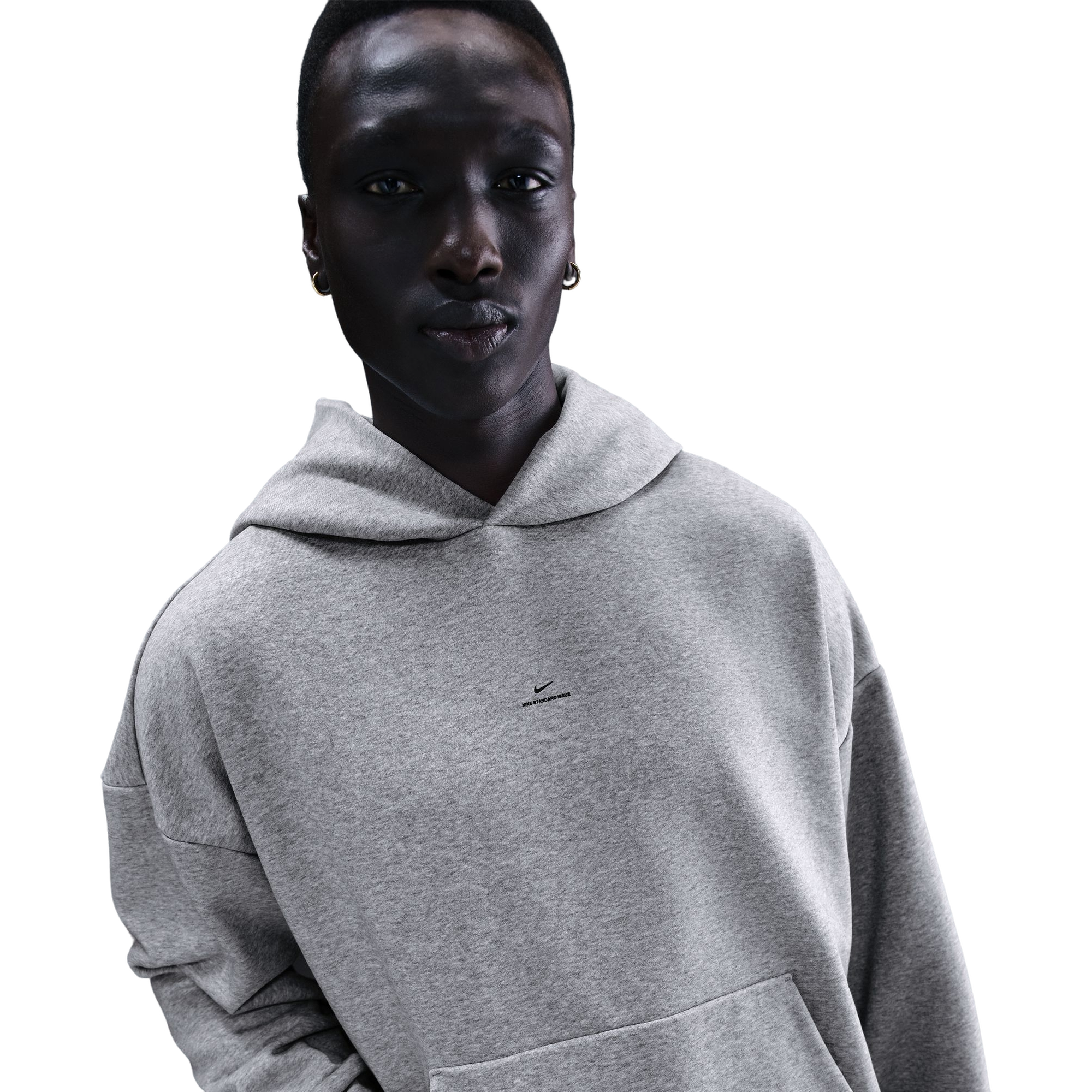 Nike Men's Standard Issue Brushed Pullover Hoodie - Grey - GREY Thumbnail View 3