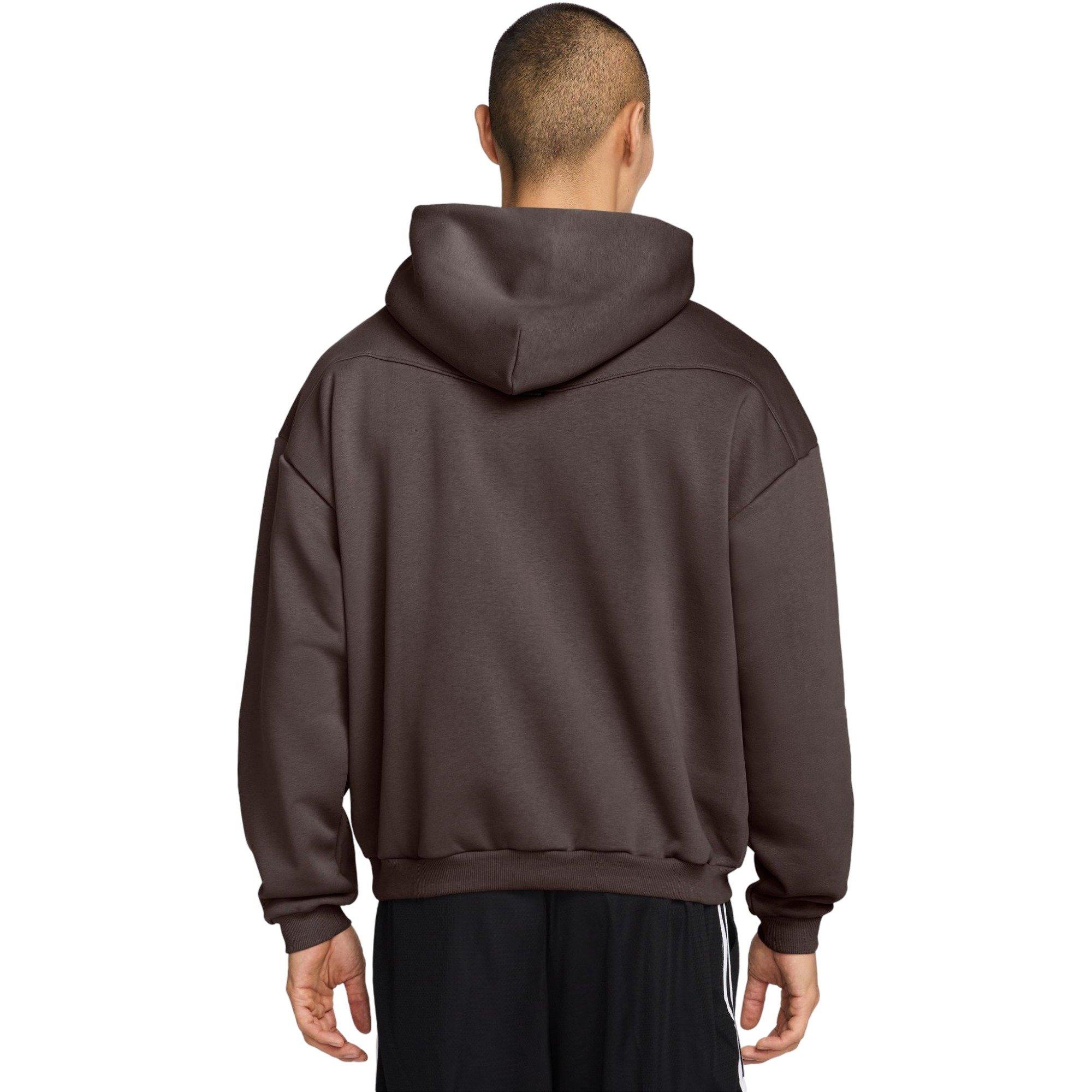 Nike Men's Standard Issue Therma-FIT Brushed Basketball Pullover Hoodie - Dark Brown - DARK BROWN Thumbnail View 2