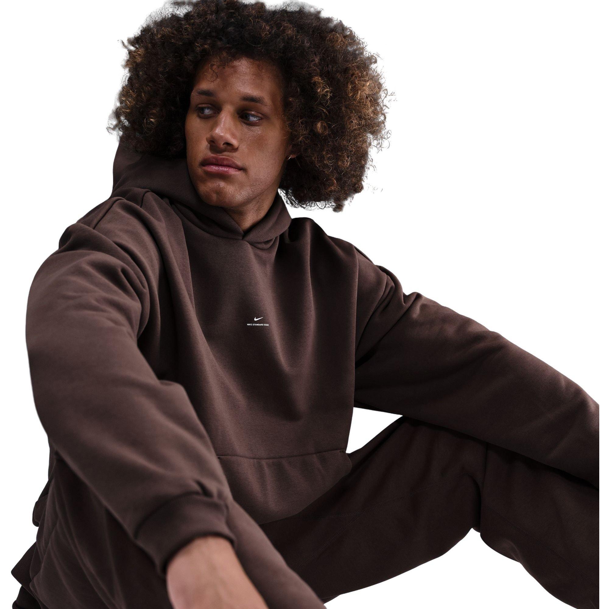 Nike Men's Standard Issue Therma-FIT Brushed Basketball Pullover Hoodie - Dark Brown - DARK BROWN Thumbnail View 6