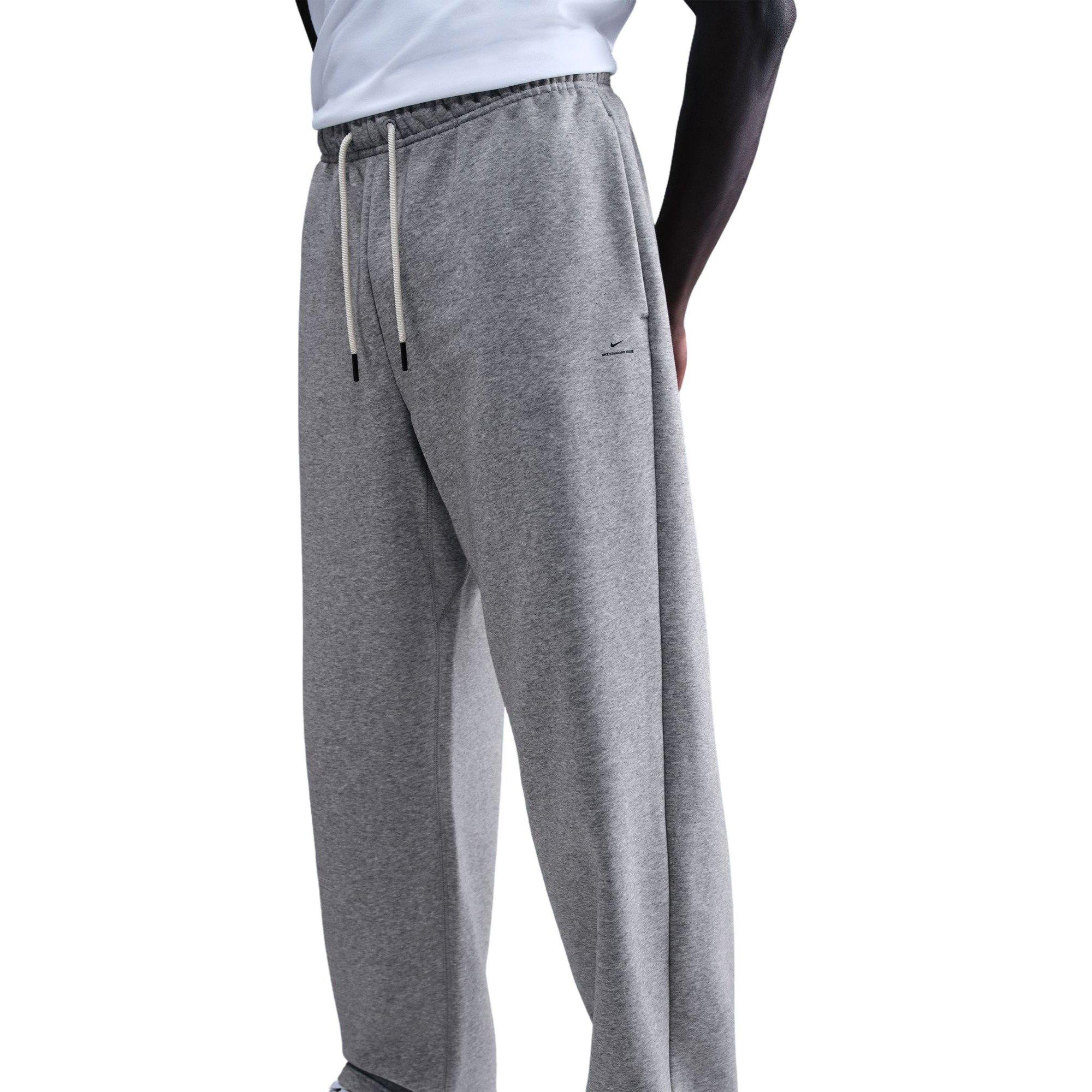 Nike Men's Standard Issue Therma-FIT Brushed Open-Hem Basketball Pants - GREY Thumbnail View 3