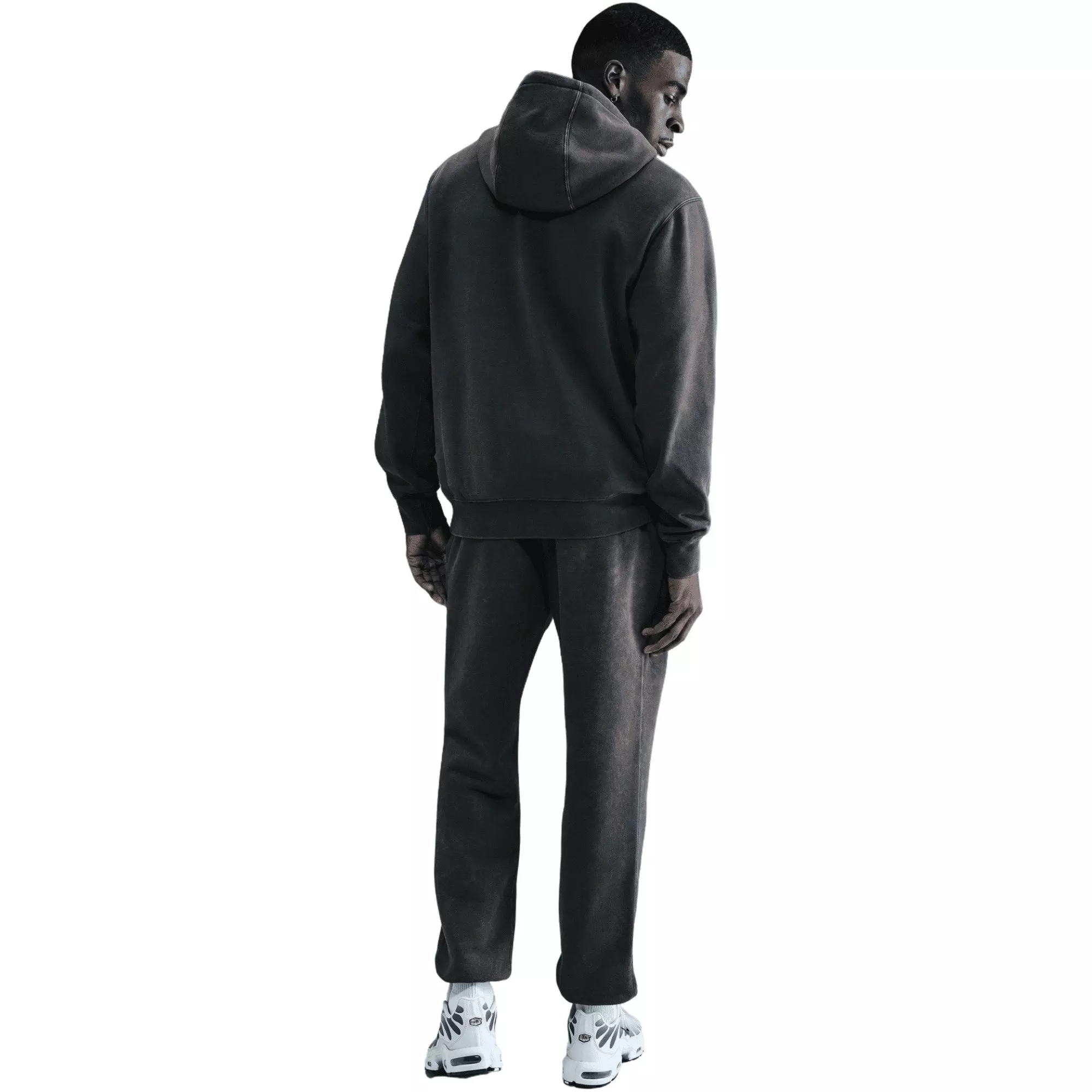 Nike Men's Sportswear Club Washed Fleece Hoodie - Dark Grey - DARK GREY