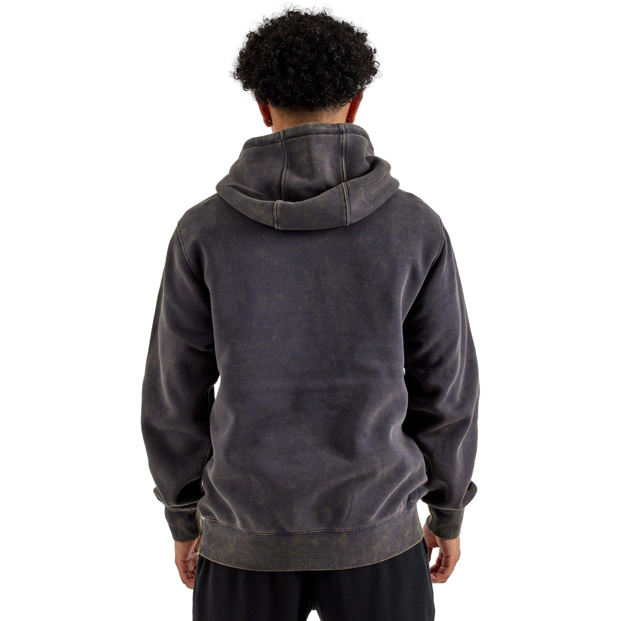Nike Men's Sportswear Club Washed Fleece Hoodie-Dark Grey - DARK GREY Thumbnail View 2