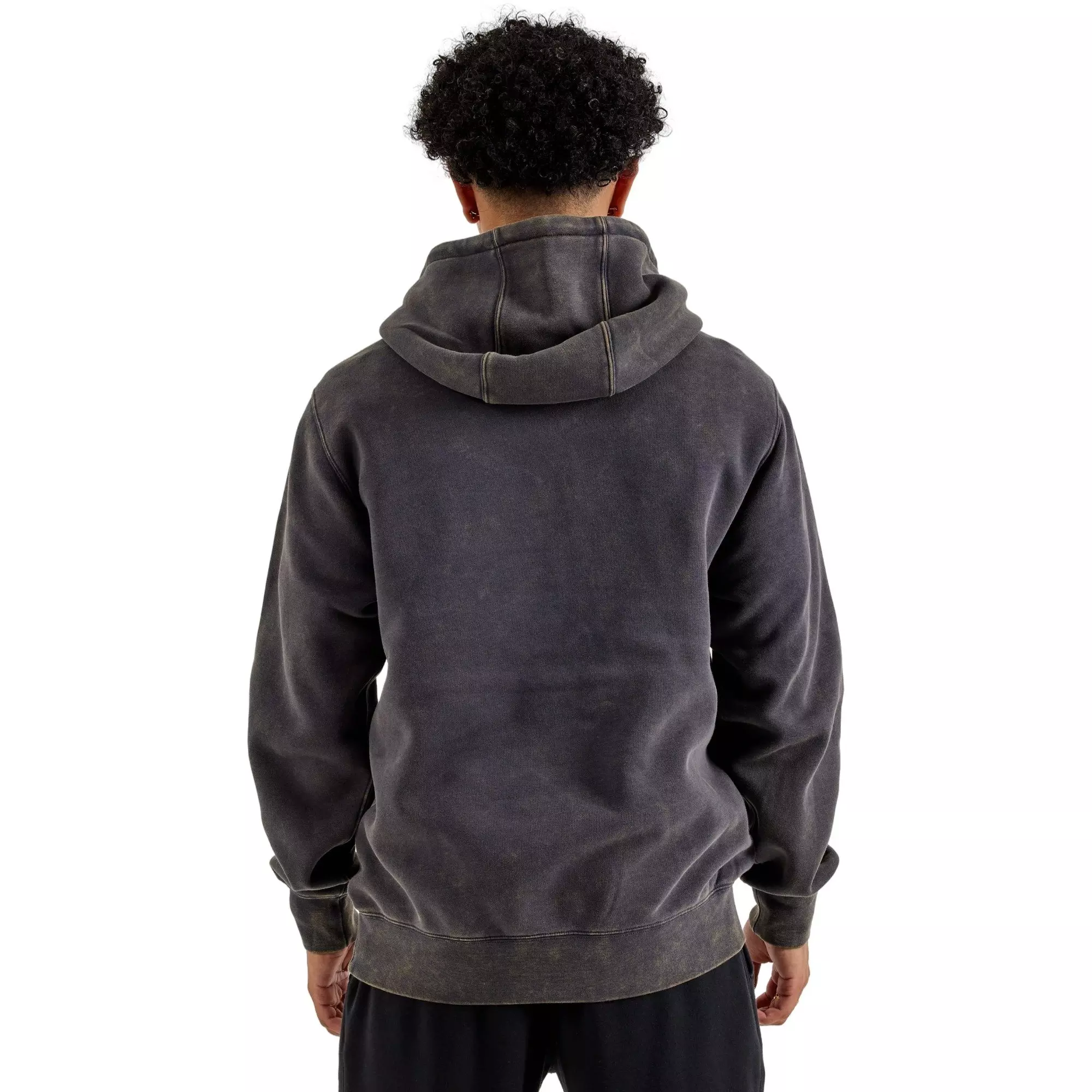 Nike Men's Sportswear Club Washed Fleece Hoodie-Dark Grey - DARK GREY