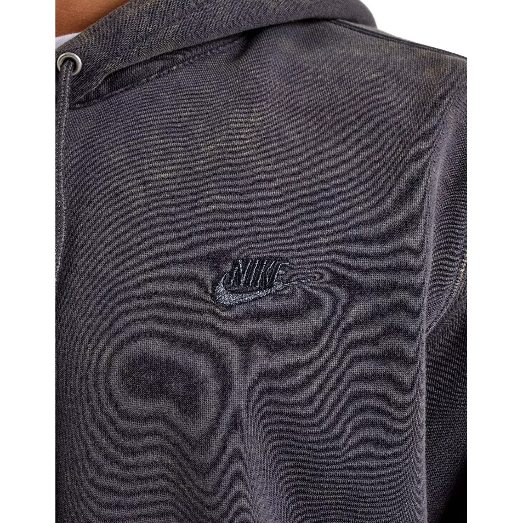 Nike Men's Sportswear Club Washed Fleece Hoodie-Dark Grey - DARK GREY