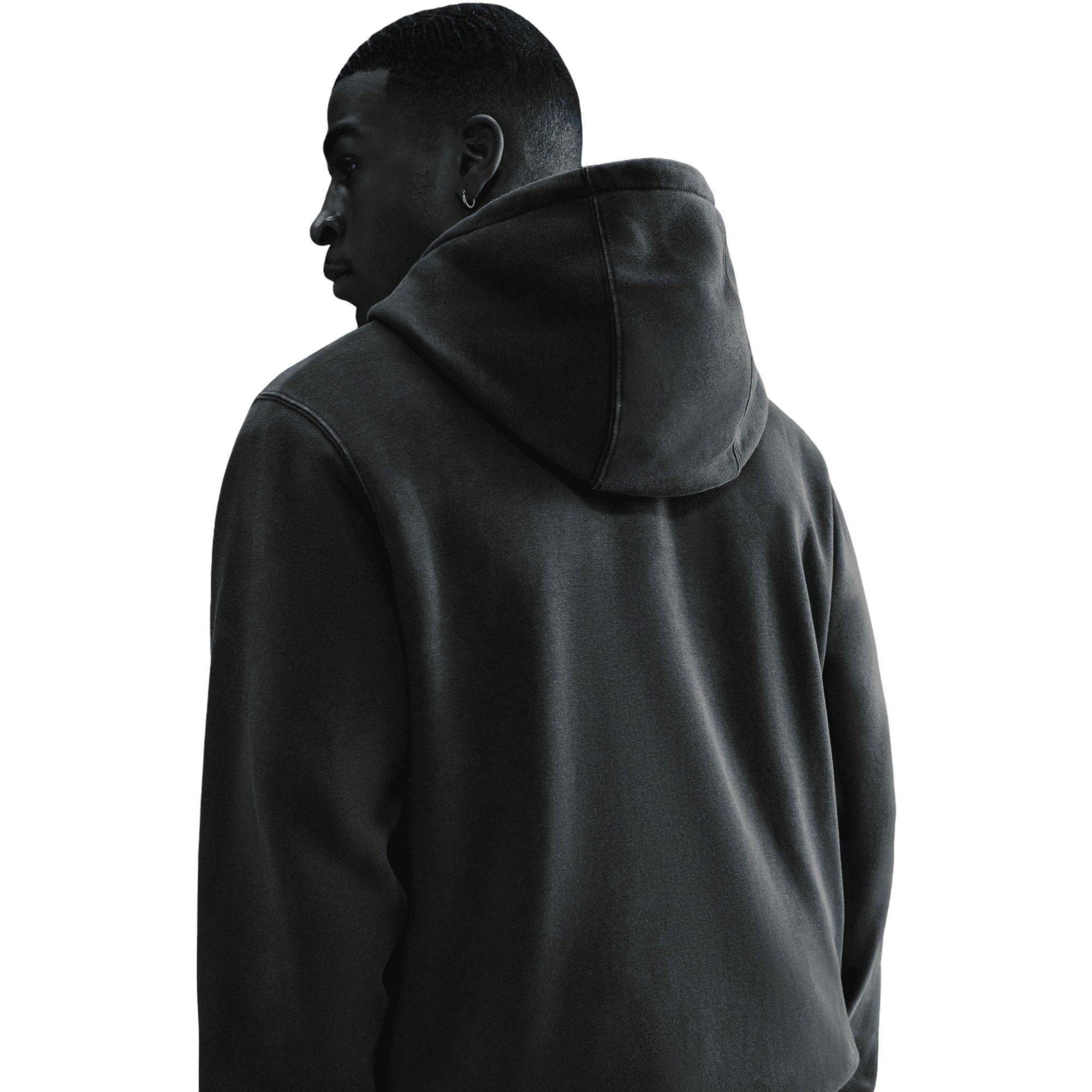 Nike Men's Sportswear Club Washed Fleece Hoodie - Dark Grey - DARK GREY Thumbnail View 4