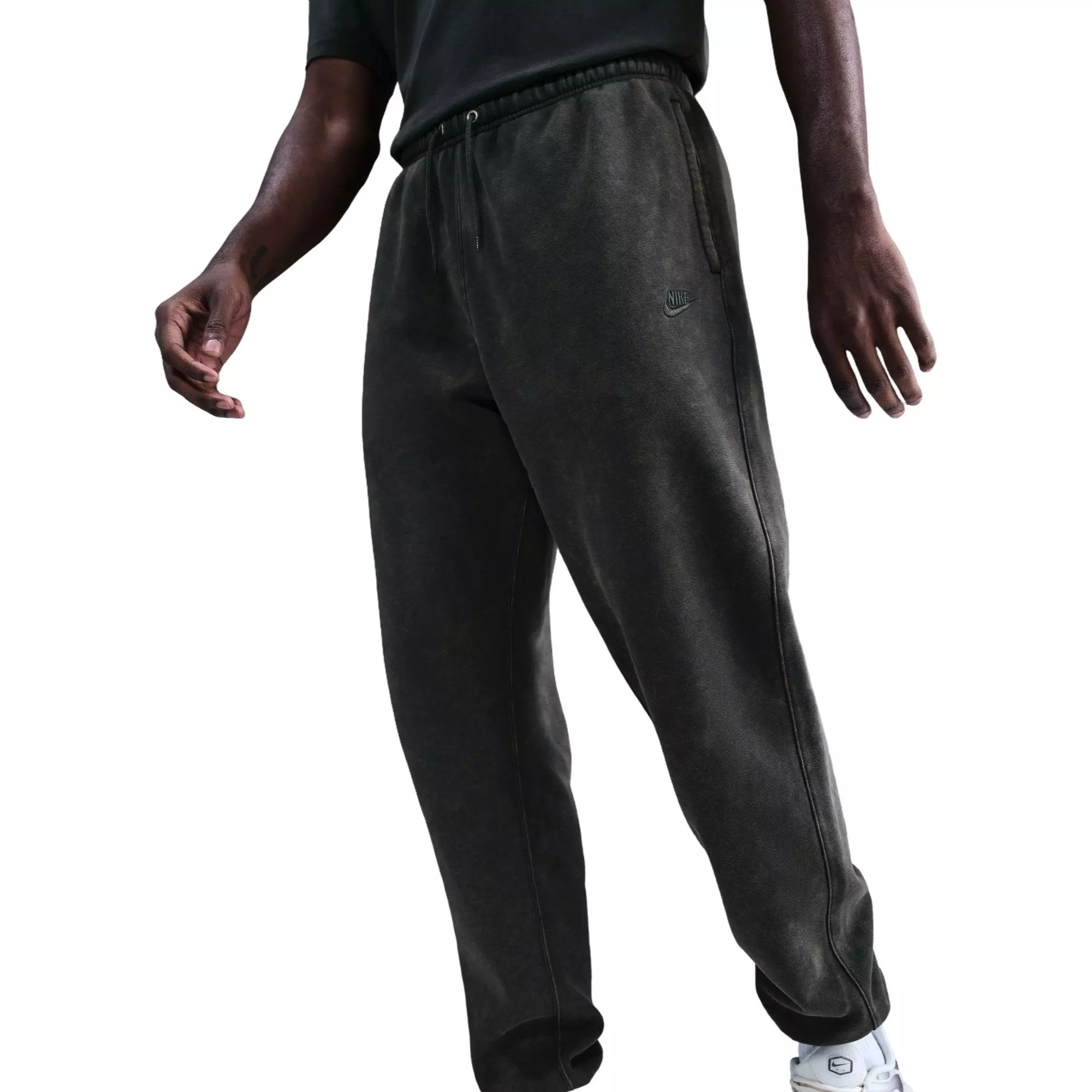 Nike Men's Sportswear Club Washed Cuffed Fleece Pants - Dark Grey - DARK GREY
