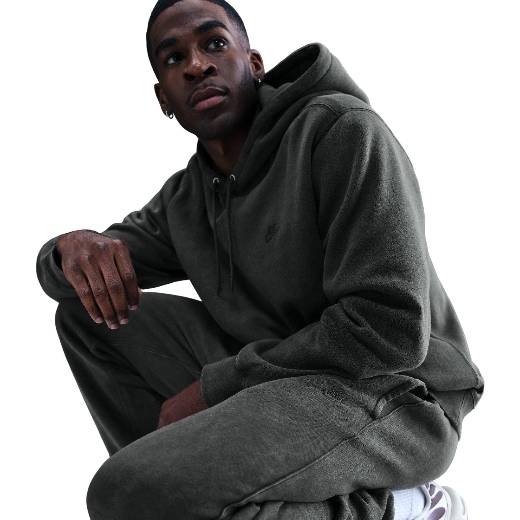 Nike Men's Sportswear Club Washed Cuffed Fleece Pants - Dark Grey - DARK GREY Thumbnail View 5