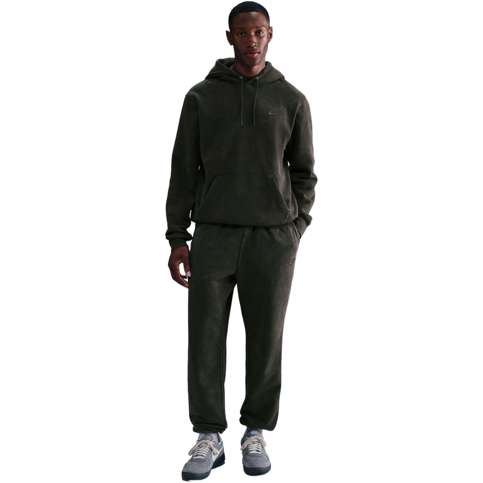 Nike Men's Sportswear Club Washed Cuffed Fleece Pants-Green - GREEN Thumbnail View 1