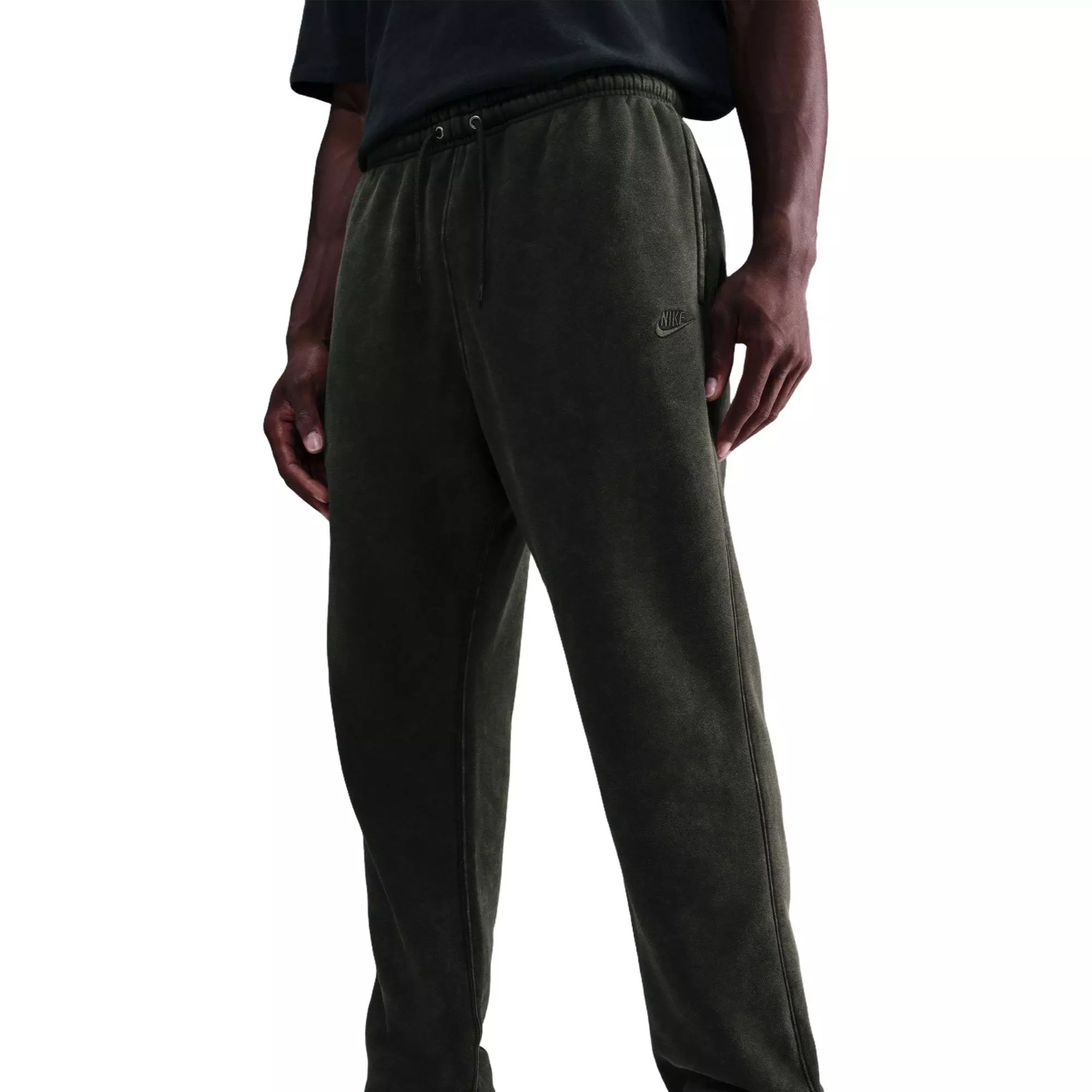 Nike Men's Sportswear Club Washed Cuffed Fleece Pants-Green - GREEN
