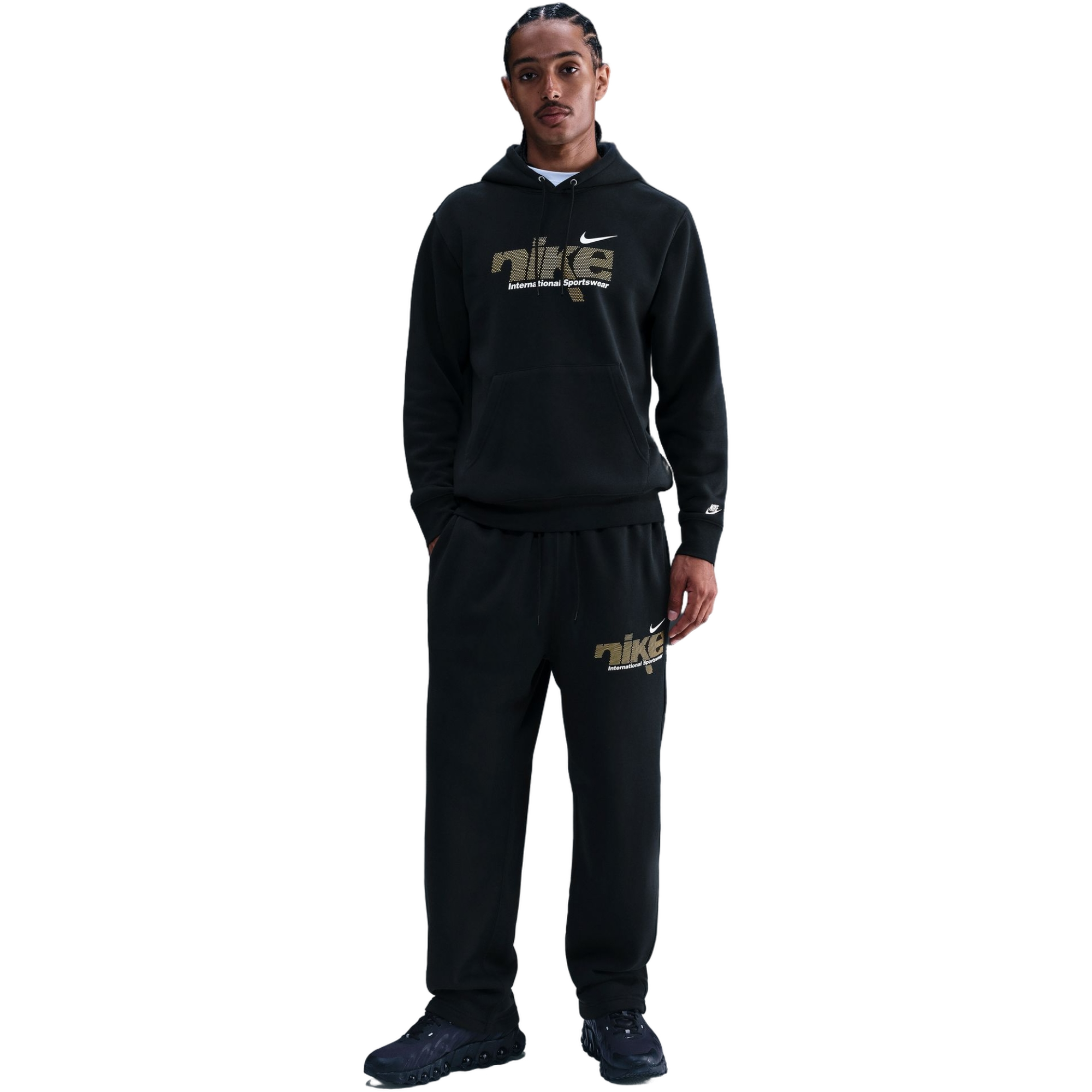 Nike Men's Sportswear Club Fleece Pull-Over Hoodie - BLACK Thumbnail View 1