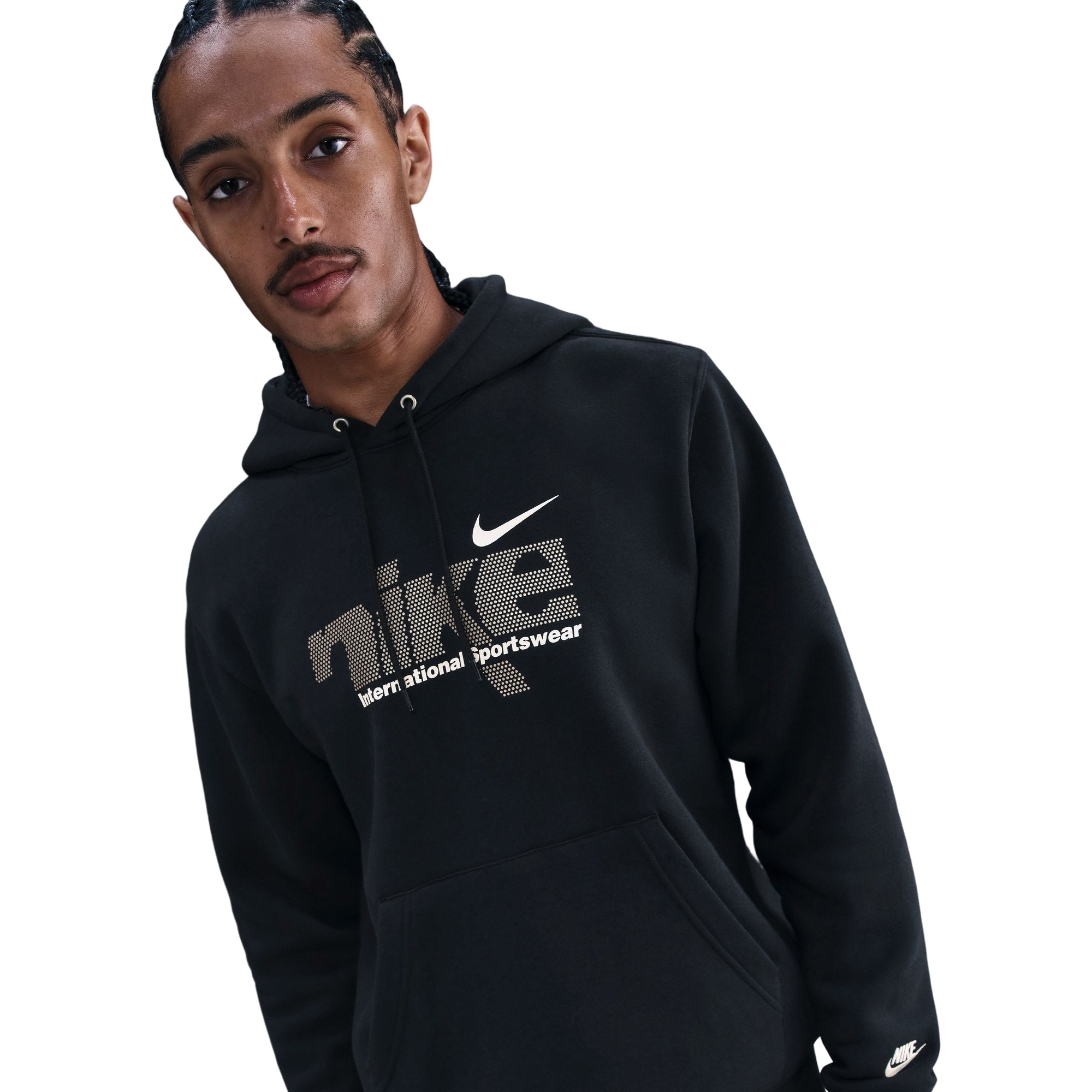 Nike Men's Sportswear Club Fleece Pull-Over Hoodie - BLACK Thumbnail View 3
