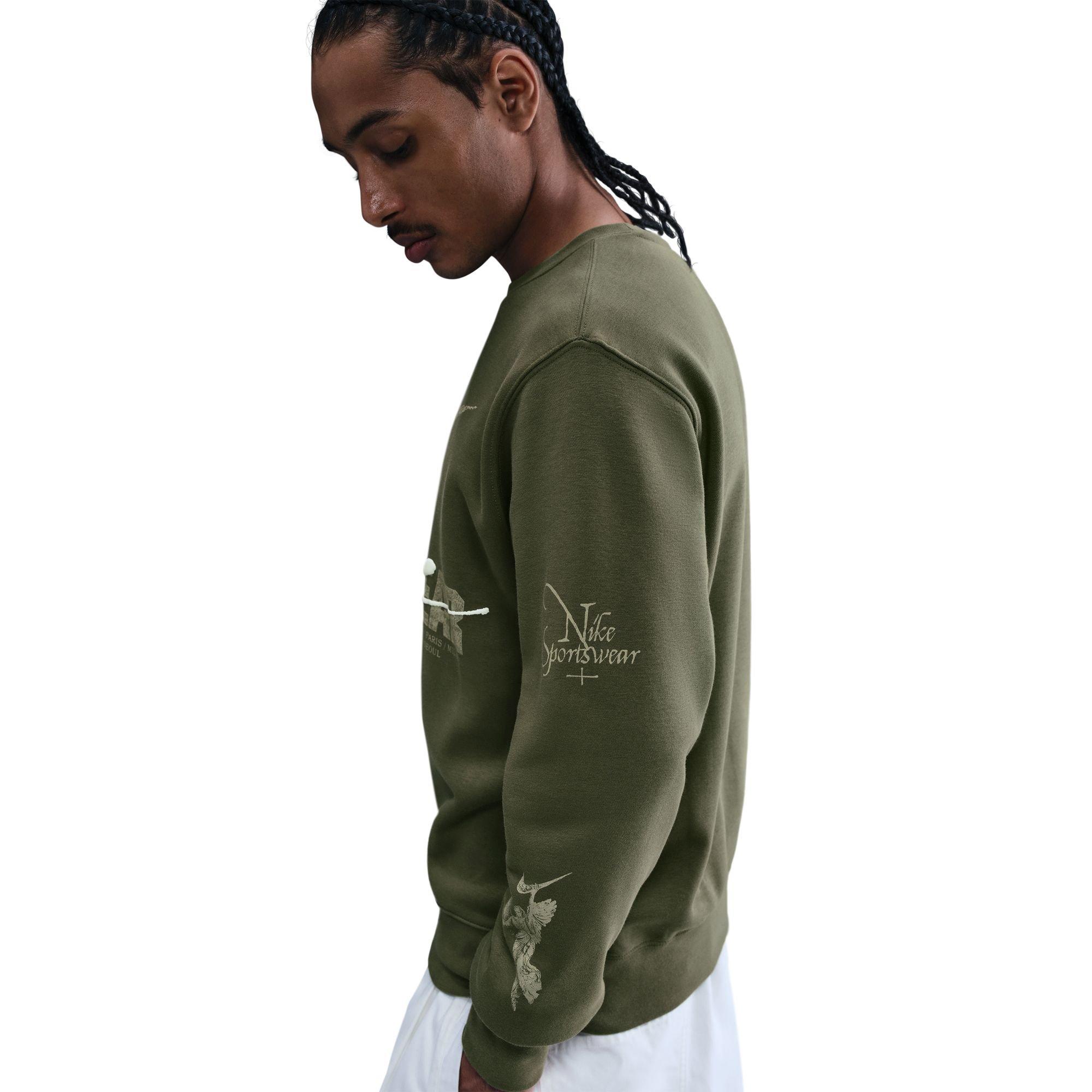 Nike Men's Crew Club BB Pullover - Olive - OLIVE Thumbnail View 4