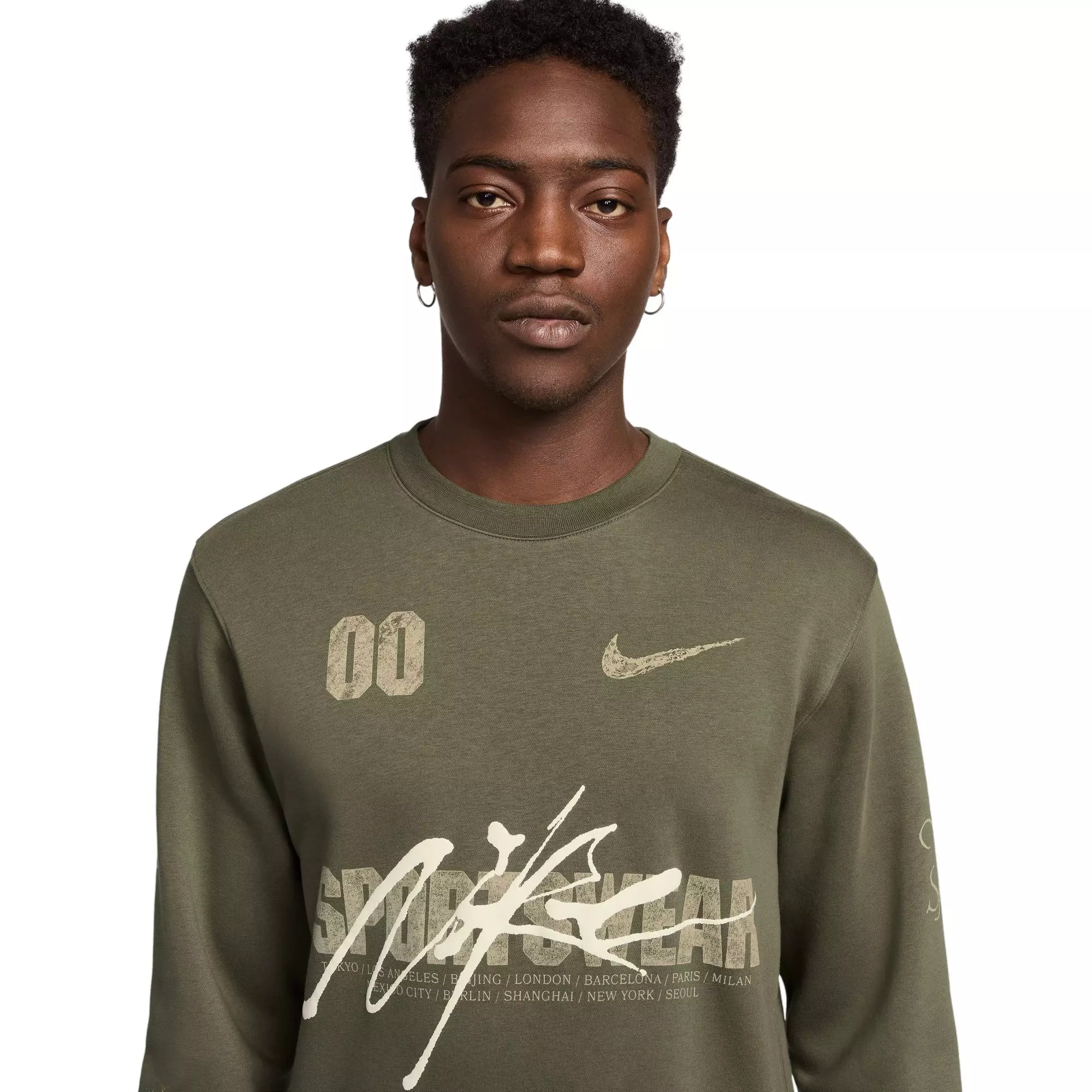 Nike Men's Crew Club BB Pullover - Olive - OLIVE