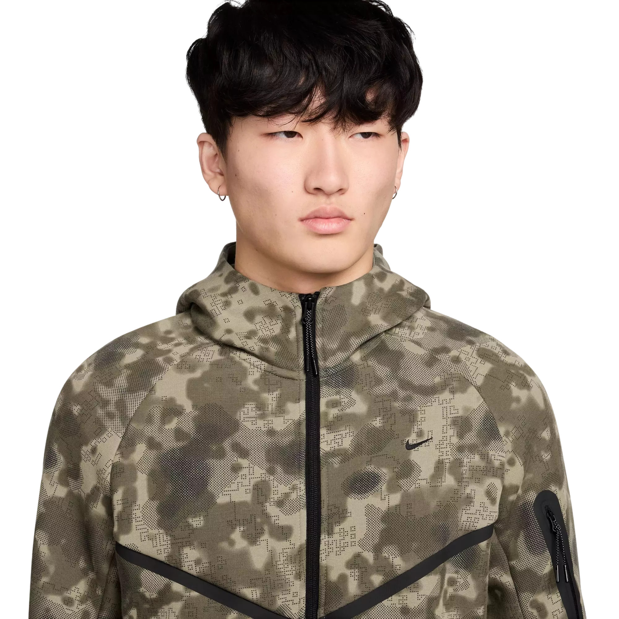 Nike Men's Tech Full-Zip Fleece Windrunner Jacket - OLIVE/BLACK