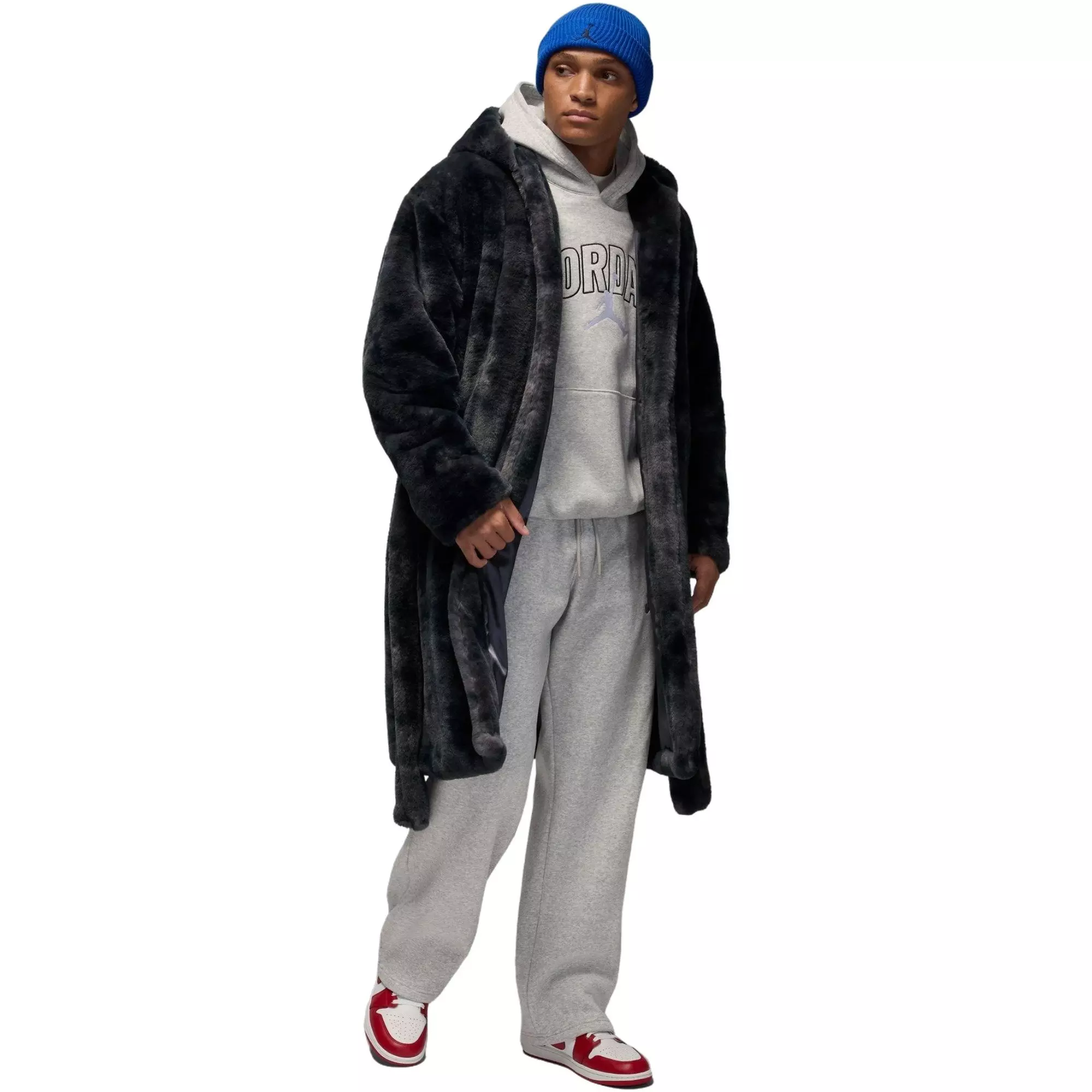 Jordan Men's Brooklyn Holiday Fur Robe - GREY