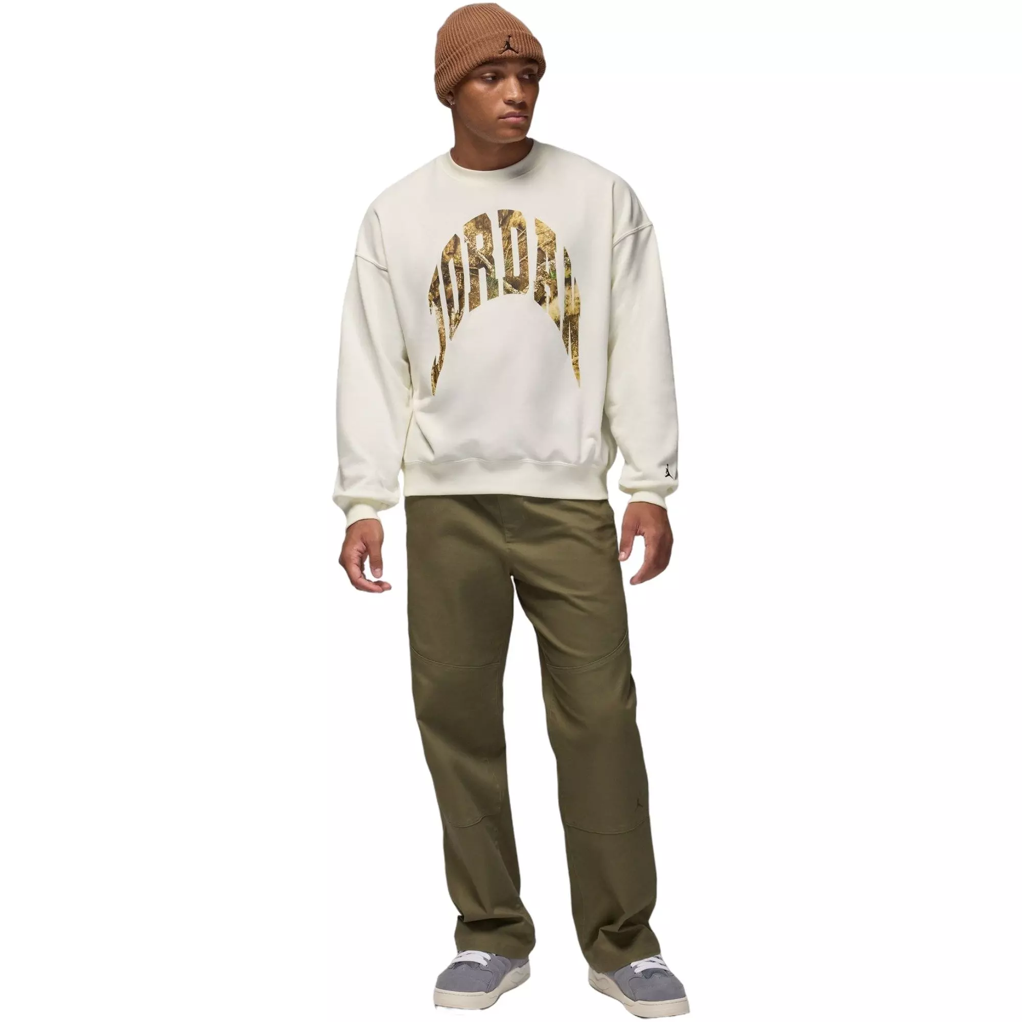 Jordan Men's Brooklyn French Terry Realtree Crew-Neck Sweatshirt-Sail - SAIL