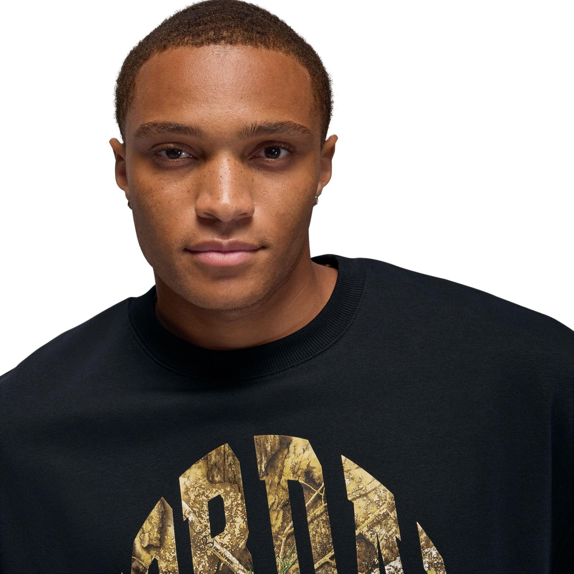 Jordan Men's Brooklyn French Terry Realtree Crew-Neck Sweatshirt - BLACK Thumbnail View 3