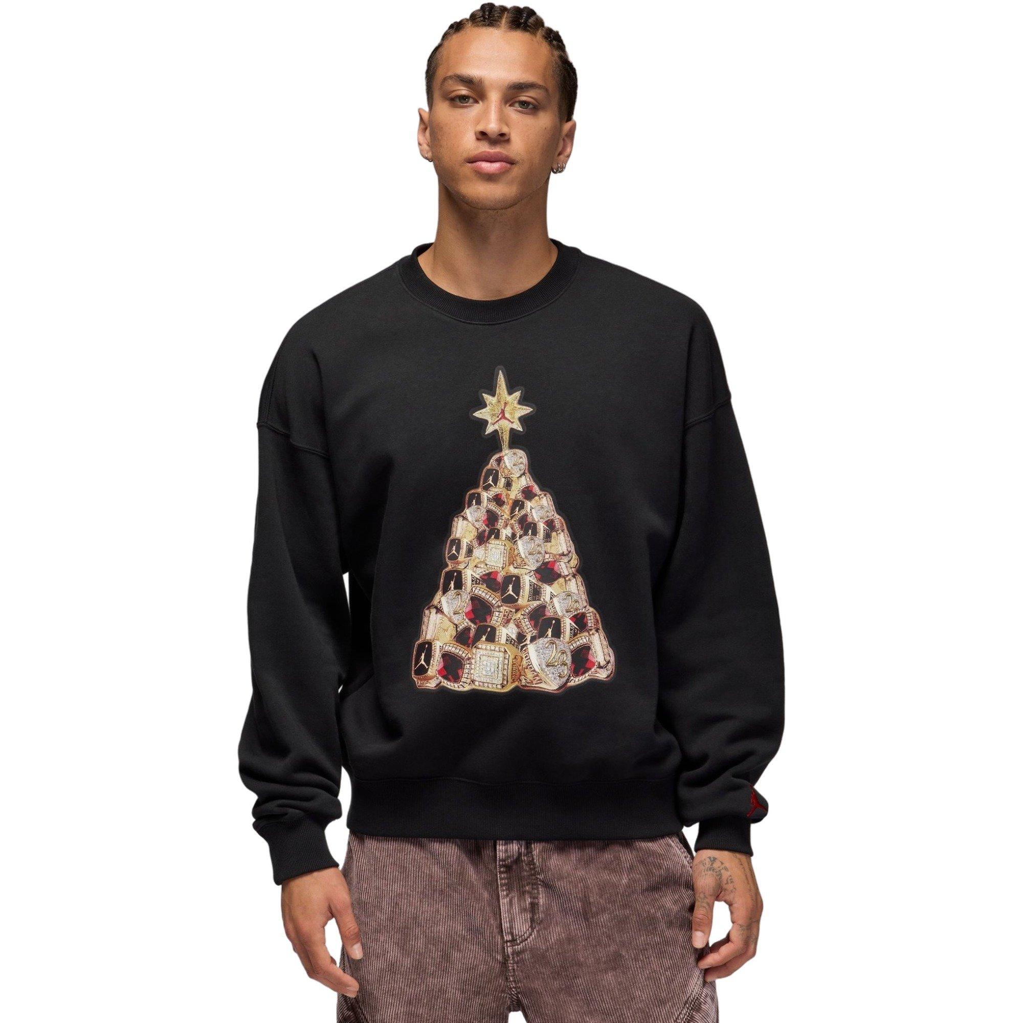 Jordan Men's Brooklyn Fleece Crew-Neck Sweatshirt - BLACK Thumbnail View 1