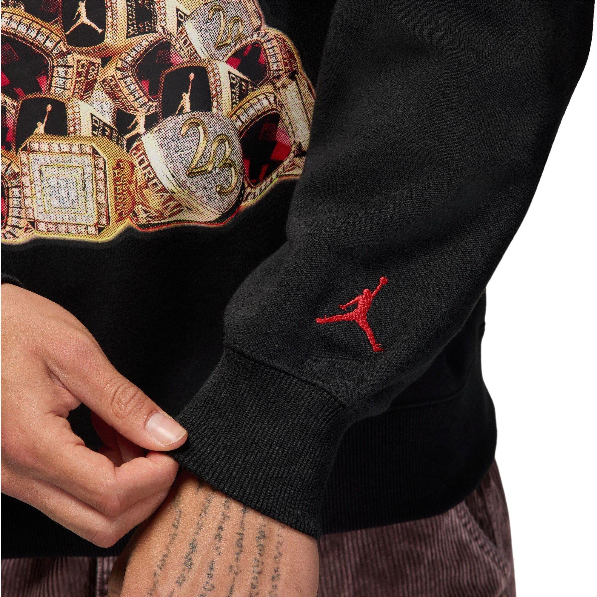 Jordan Men's Brooklyn Fleece Crew-Neck Sweatshirt - Black/Red - BLACK/RED Thumbnail View 4