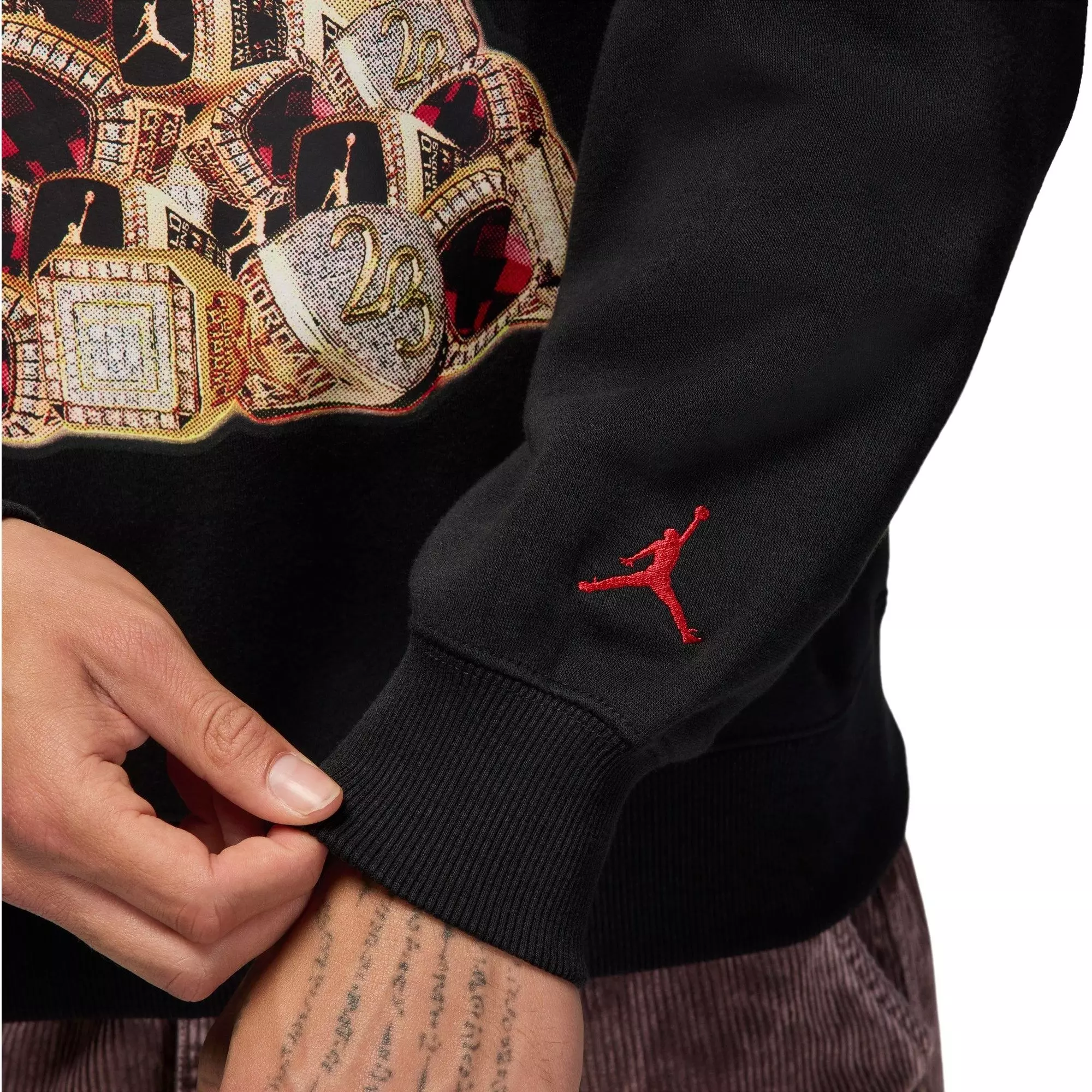 Jordan Men's Brooklyn Fleece Crew-Neck Sweatshirt - Black/Red - BLACK/RED