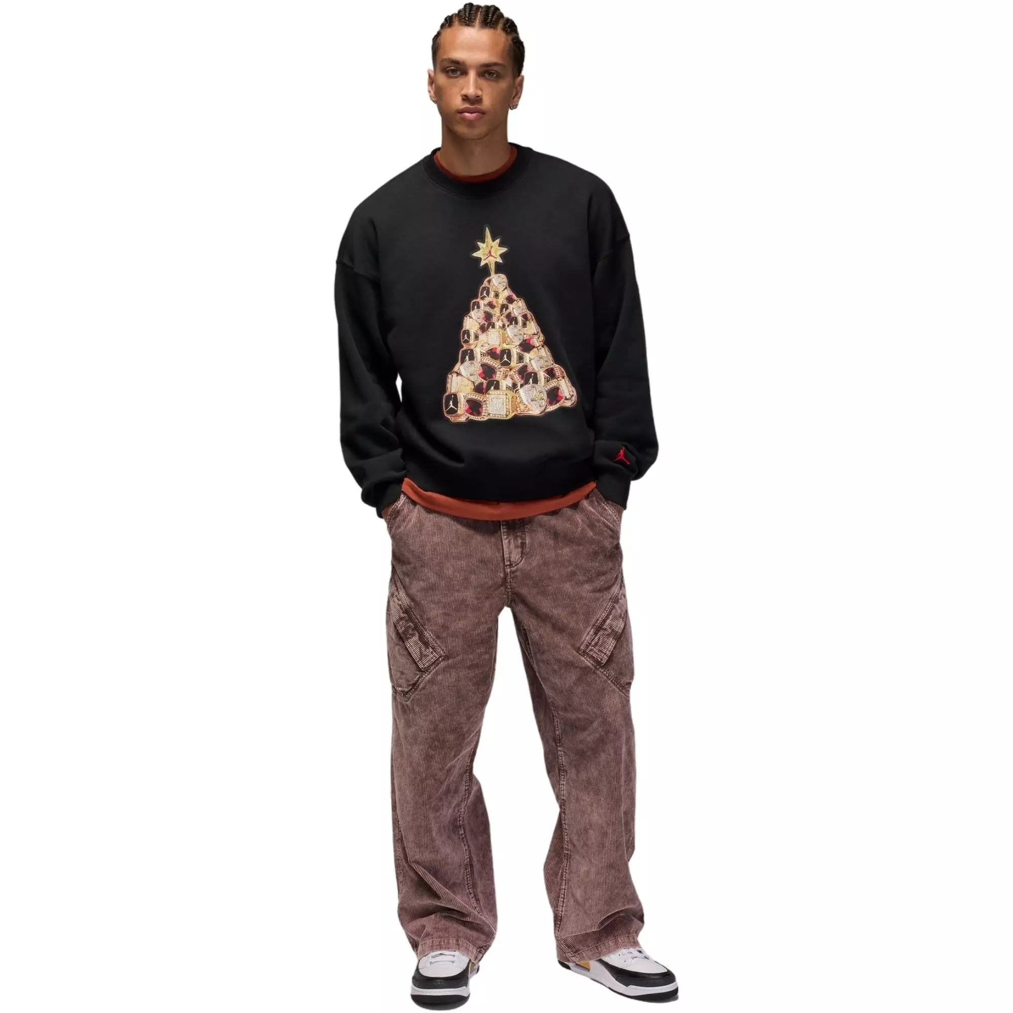 Jordan Men's Brooklyn Fleece Crew-Neck Sweatshirt - BLACK