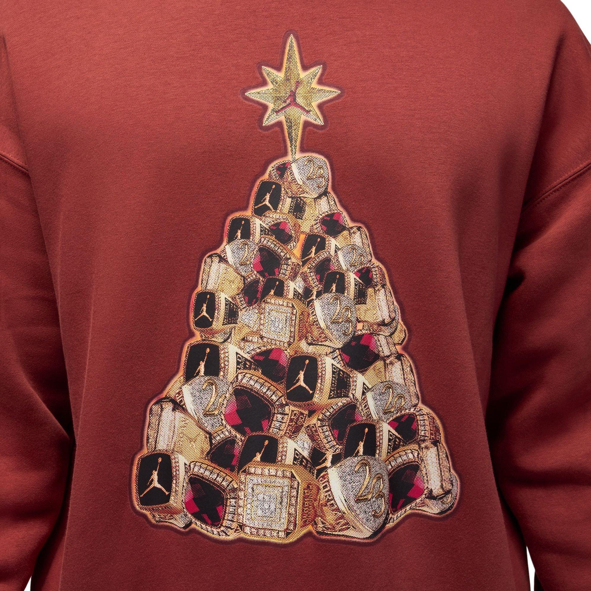 Jordan Men's Brooklyn Fleece Crew-Neck Sweatshirt-Red - BURGUNDY Thumbnail View 4