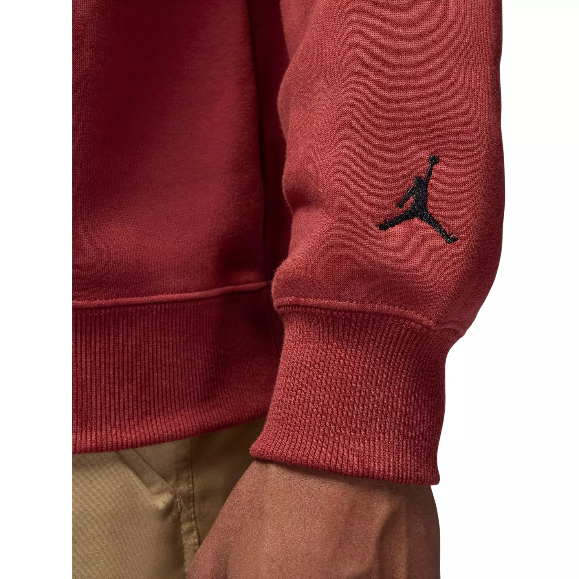 Jordan Men's Brooklyn Fleece Crew-Neck Sweatshirt-Red - BURGUNDY