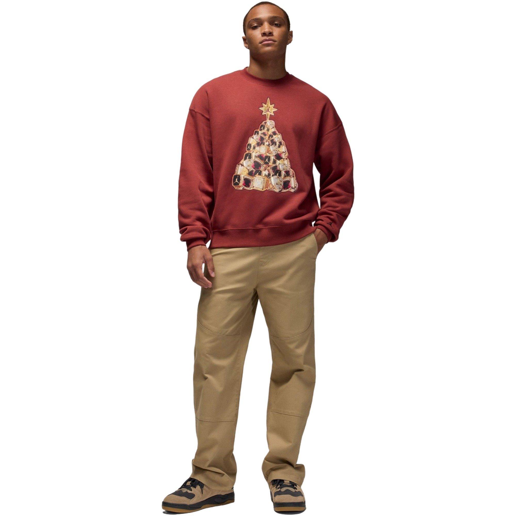 Jordan Men's Brooklyn Fleece Crew-Neck Sweatshirt-Red - BURGUNDY Thumbnail View 6