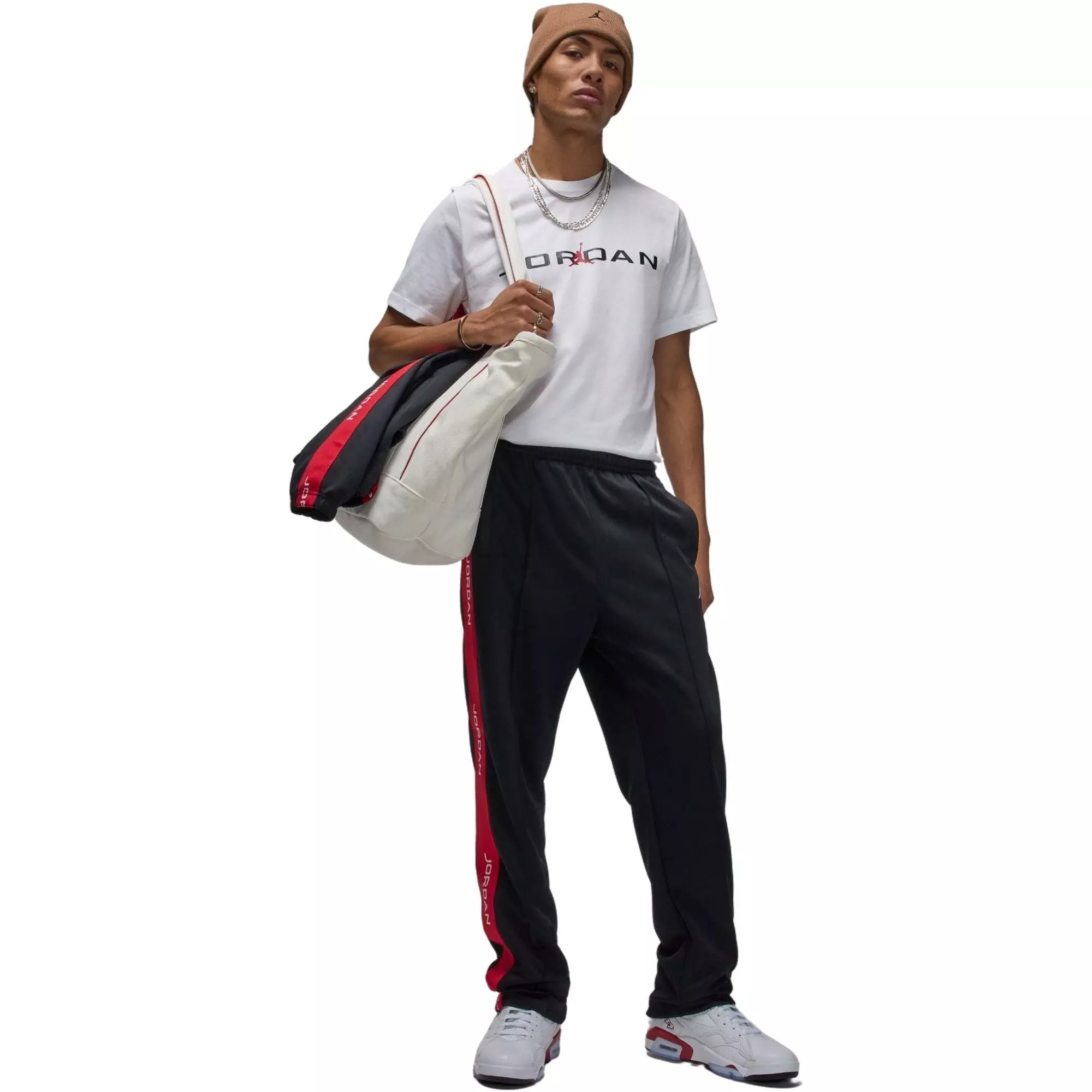 Jordan Men's Essentials Tracksuit Pants - Black/Red - BLACK/RED