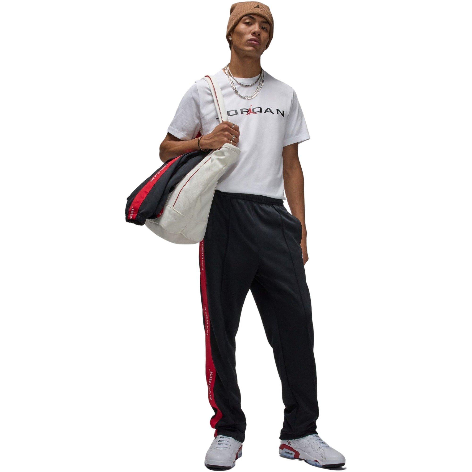Jordan Men's Essentials Tracksuit Pants - BLACK/RED Thumbnail View 6