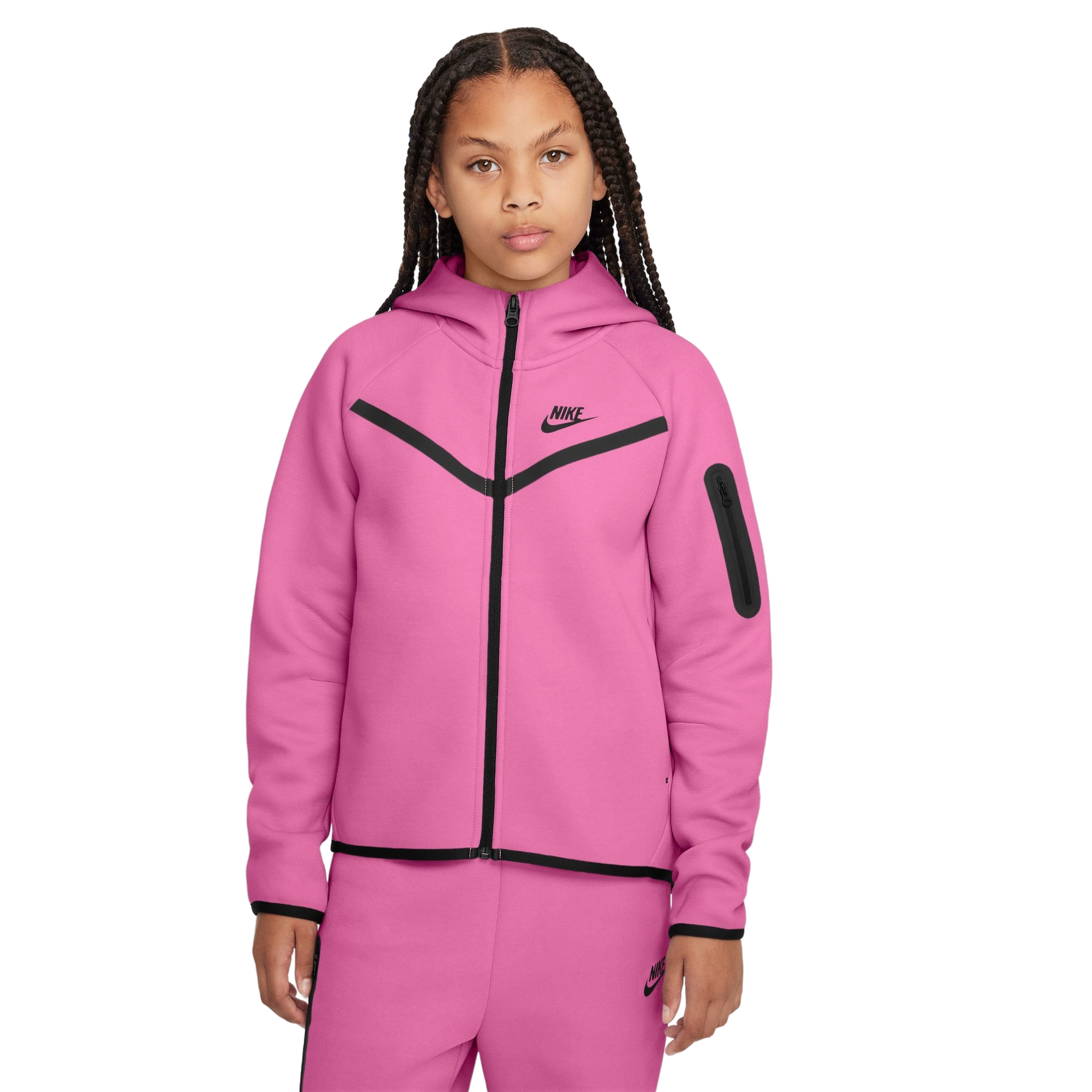 Nike Big Girls' Sportswear Tech Fleece Full-Zip Jacket - Pink - PINK Thumbnail View 1