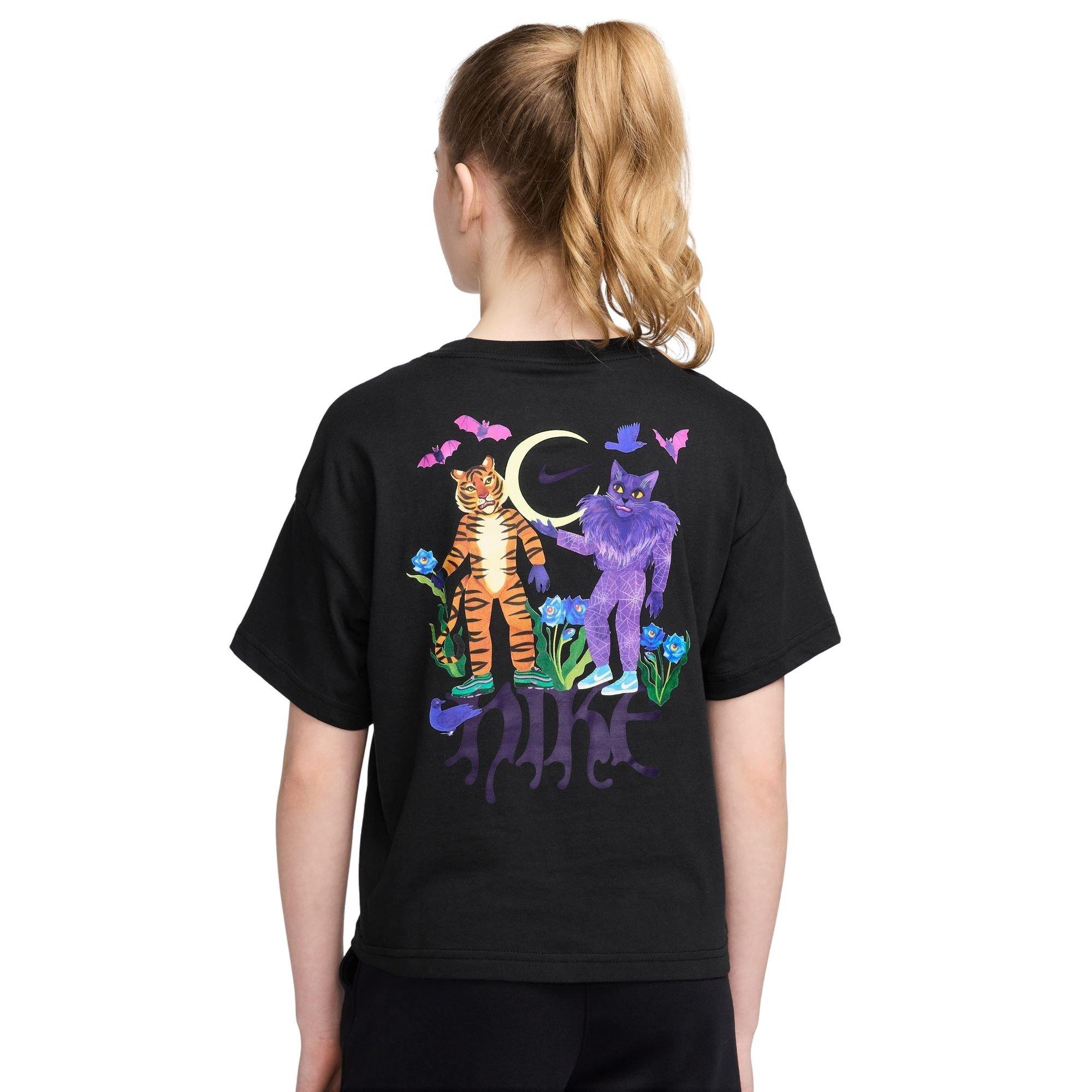 Nike Big Girls' Sportswear Tee - Black - BLACK Thumbnail View 2