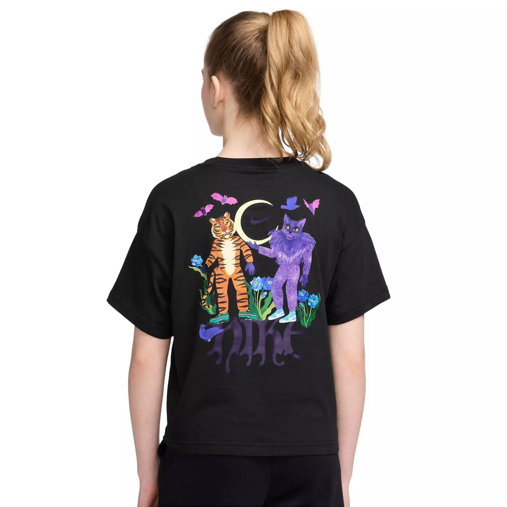 Nike Big Girls' Sportswear Tee-Black - BLACK