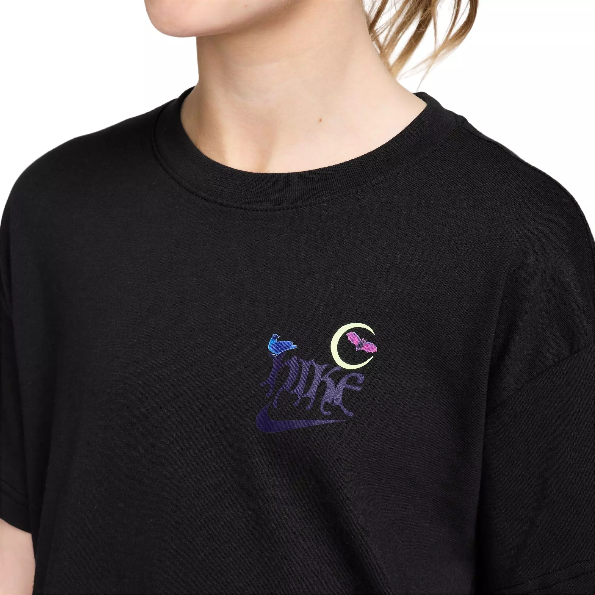 Nike Big Girls' Sportswear Tee-Black - BLACK