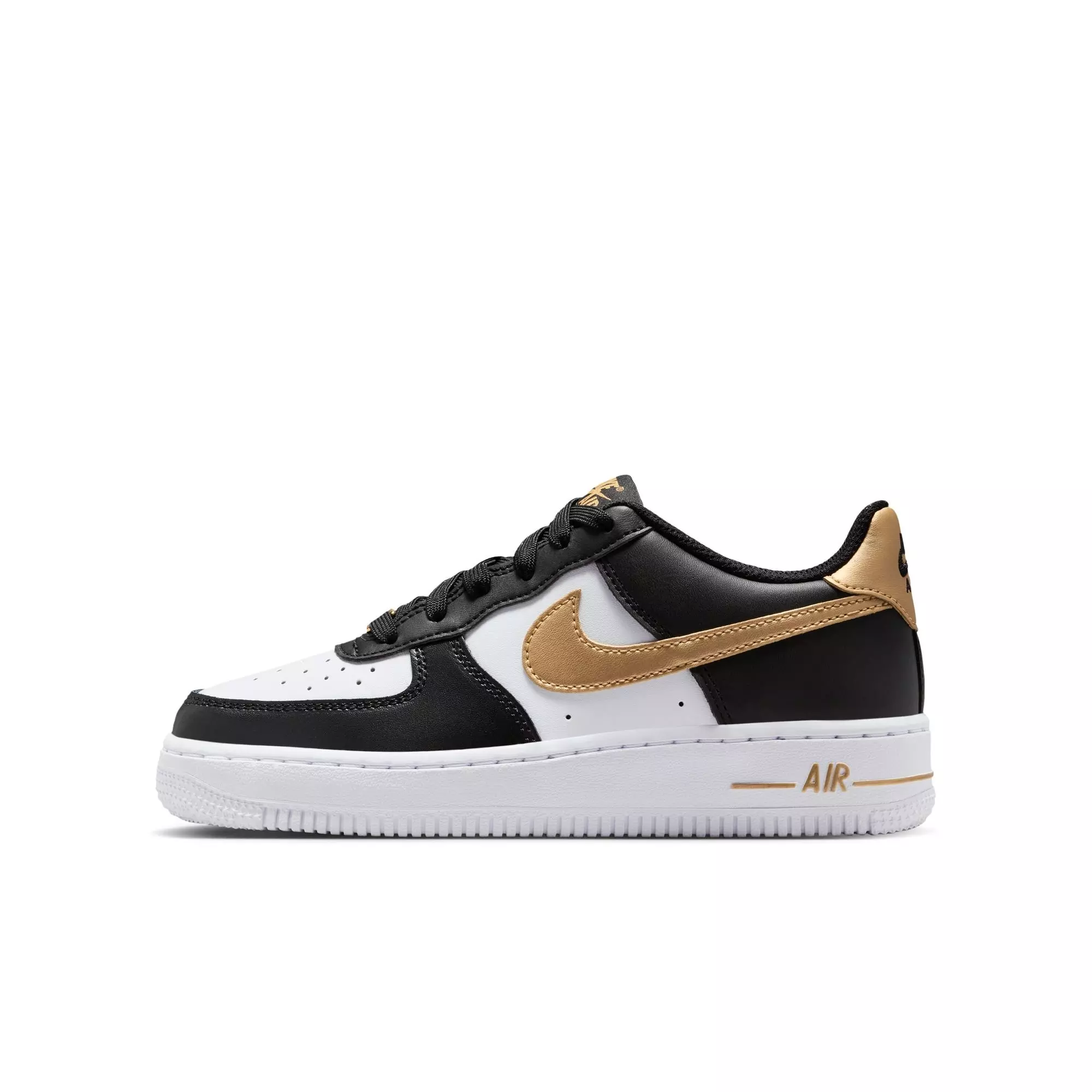 Nike Air Force 1 "Black/Metallic Gold/White" Grade School Girls' Shoe - BLACK/GOLD
